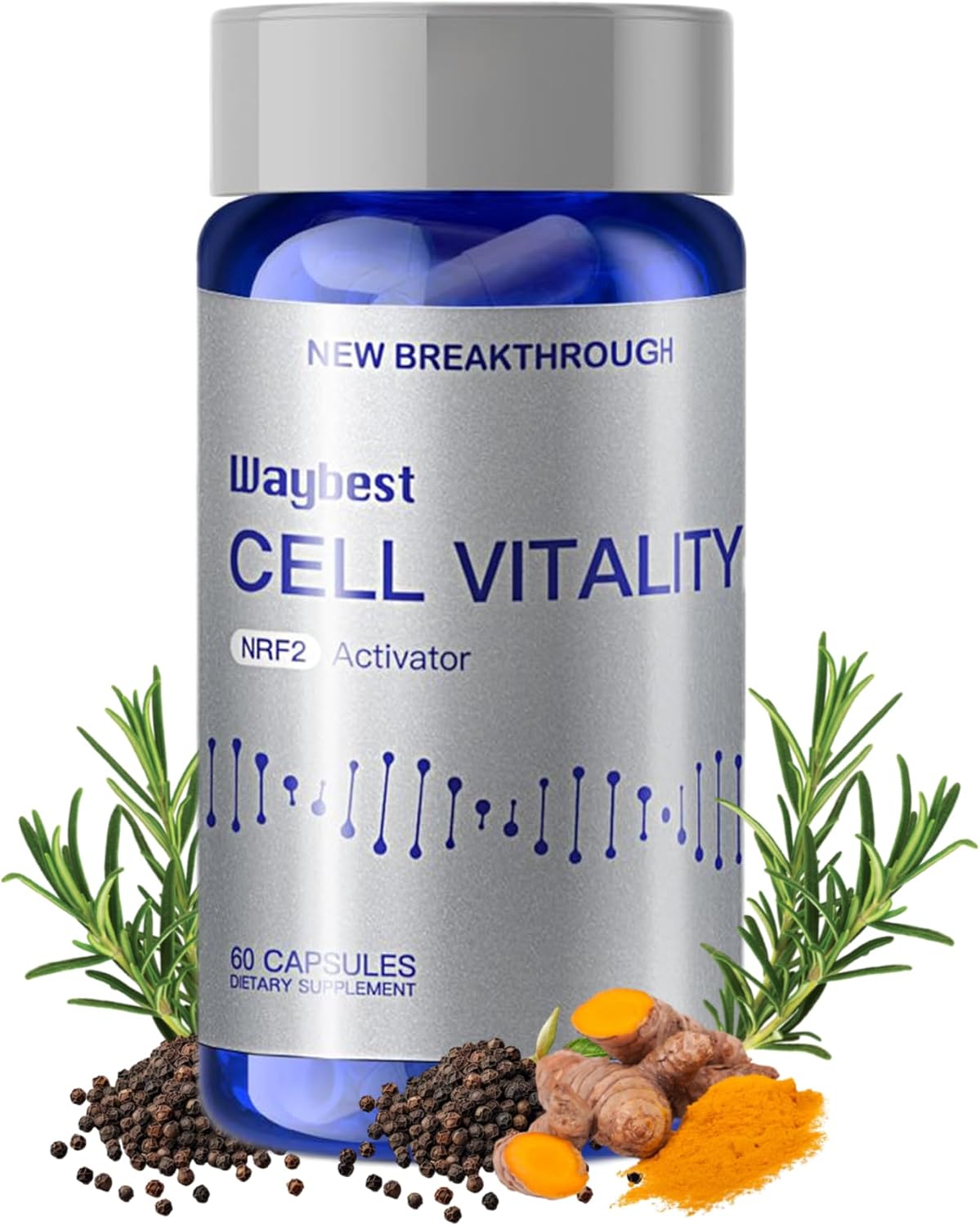 60 cápsulas veganas activador NRF2  Suplementos antioxidantes, lucha para reducir el estrés oxidativo en un 40% en 30 días, mezcla de 5 ingredientes