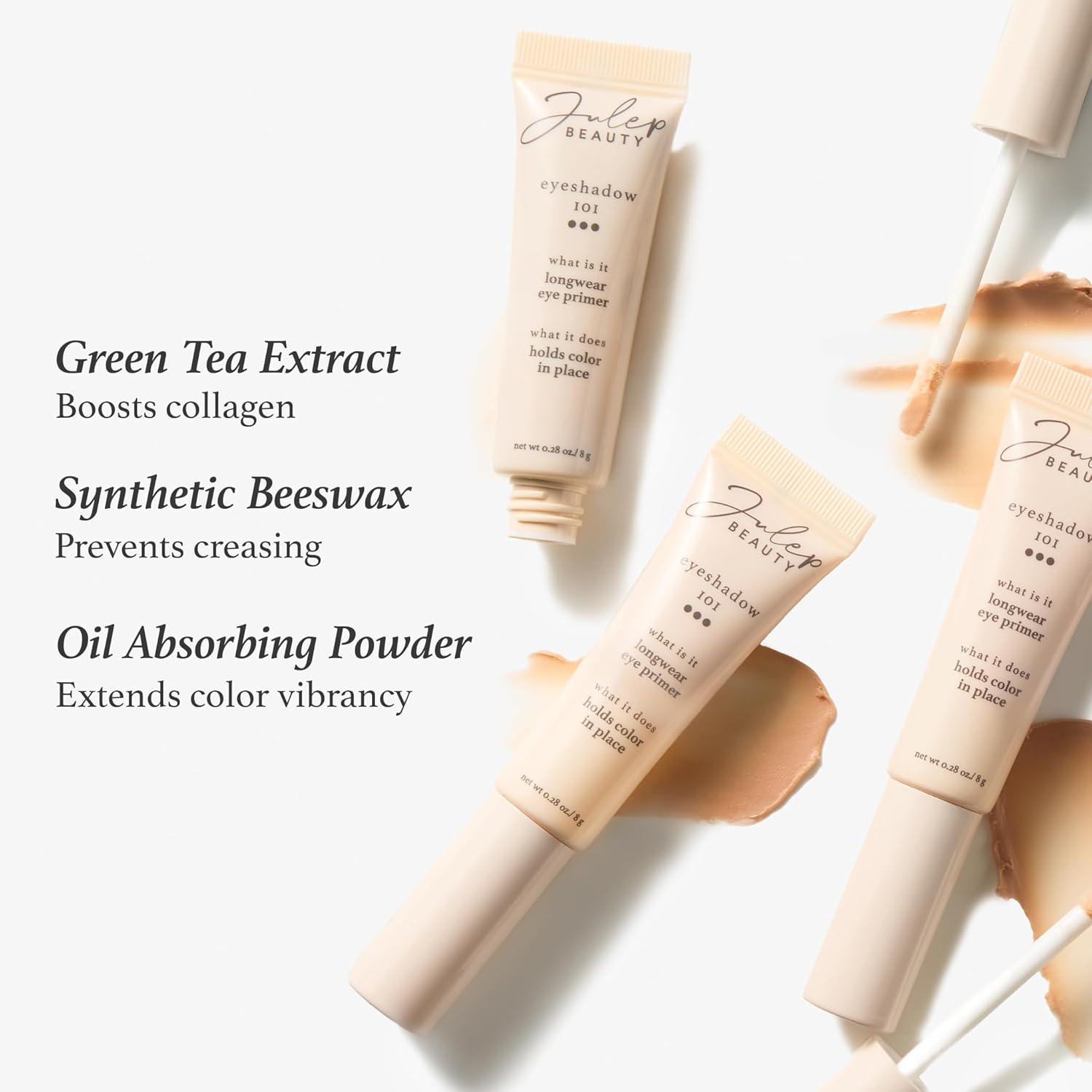 Julep Sombra de ojos 101 de larga duración, imprimación de ojos ligera con infusión de té verde, 0.35 onzas