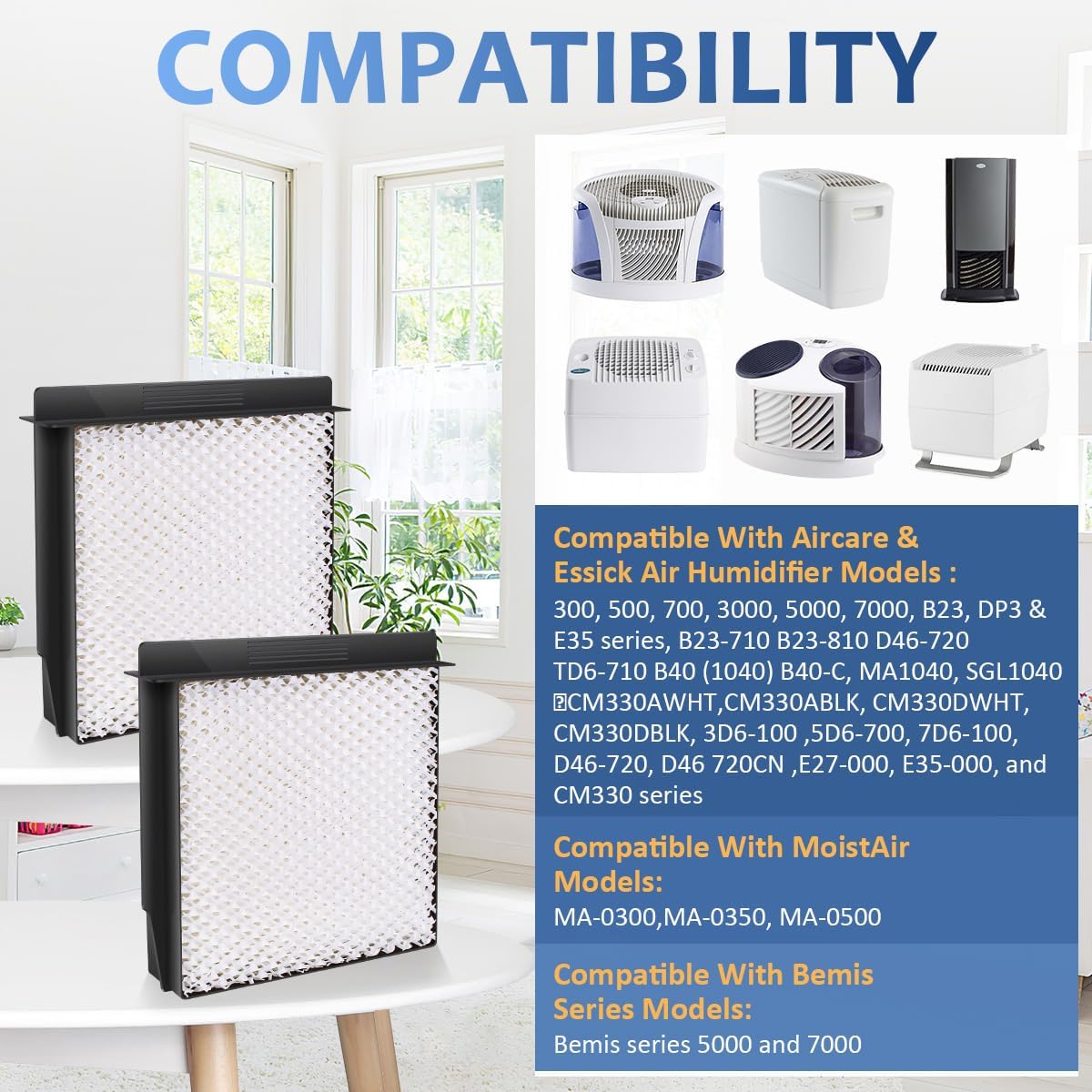 Eagleggo Filtro humidificador 1040 compatible con humidificadores de aire Essick Modelos 3D6-100, 5D6-700, 7D6-100, D46-720, E27-000 y E35-000,