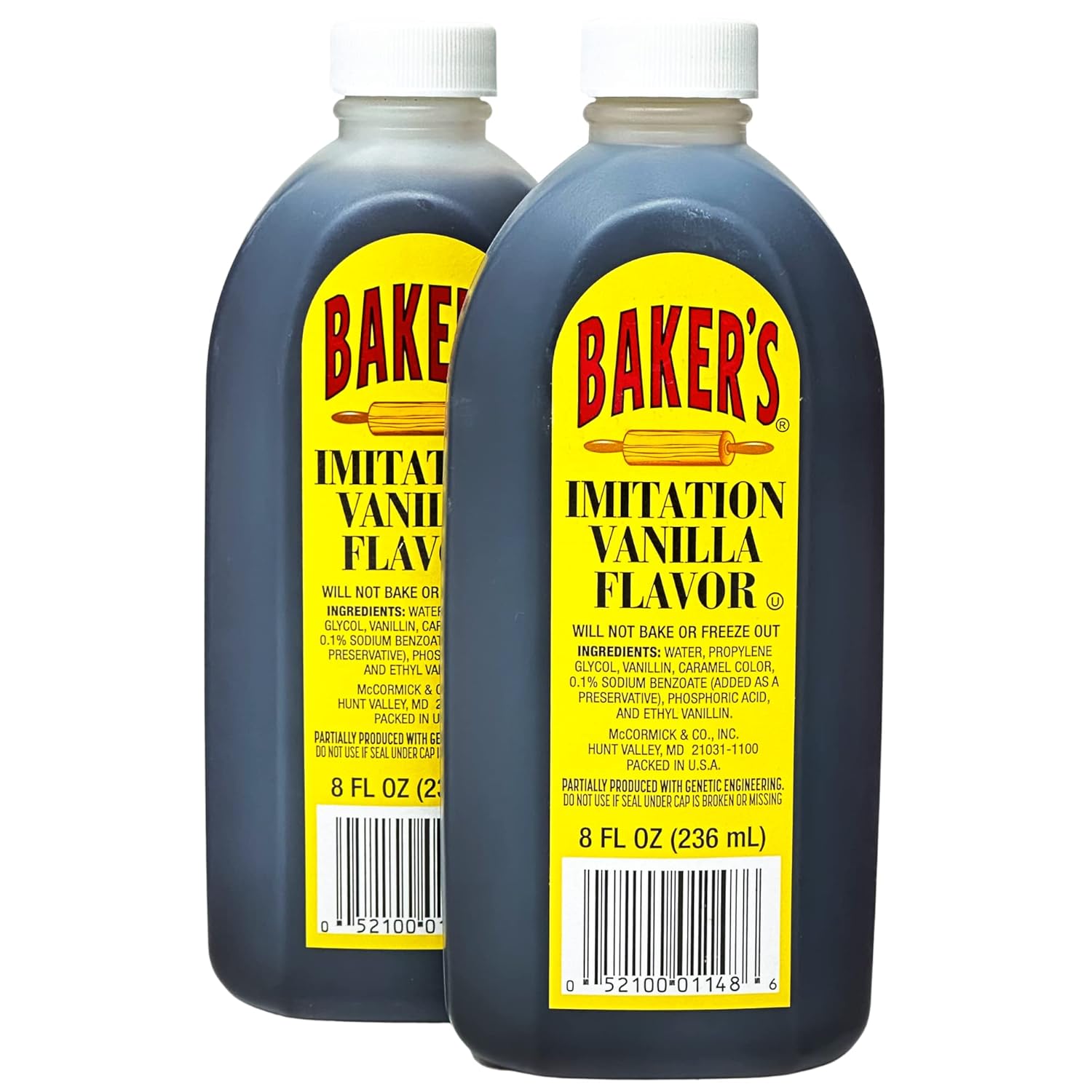 Wyked Yummy Sabor a vainilla de imitación con (2) botellas de 8 onzas de vainilla de imitación de panadero y (1) cuchara medidora todo en uno