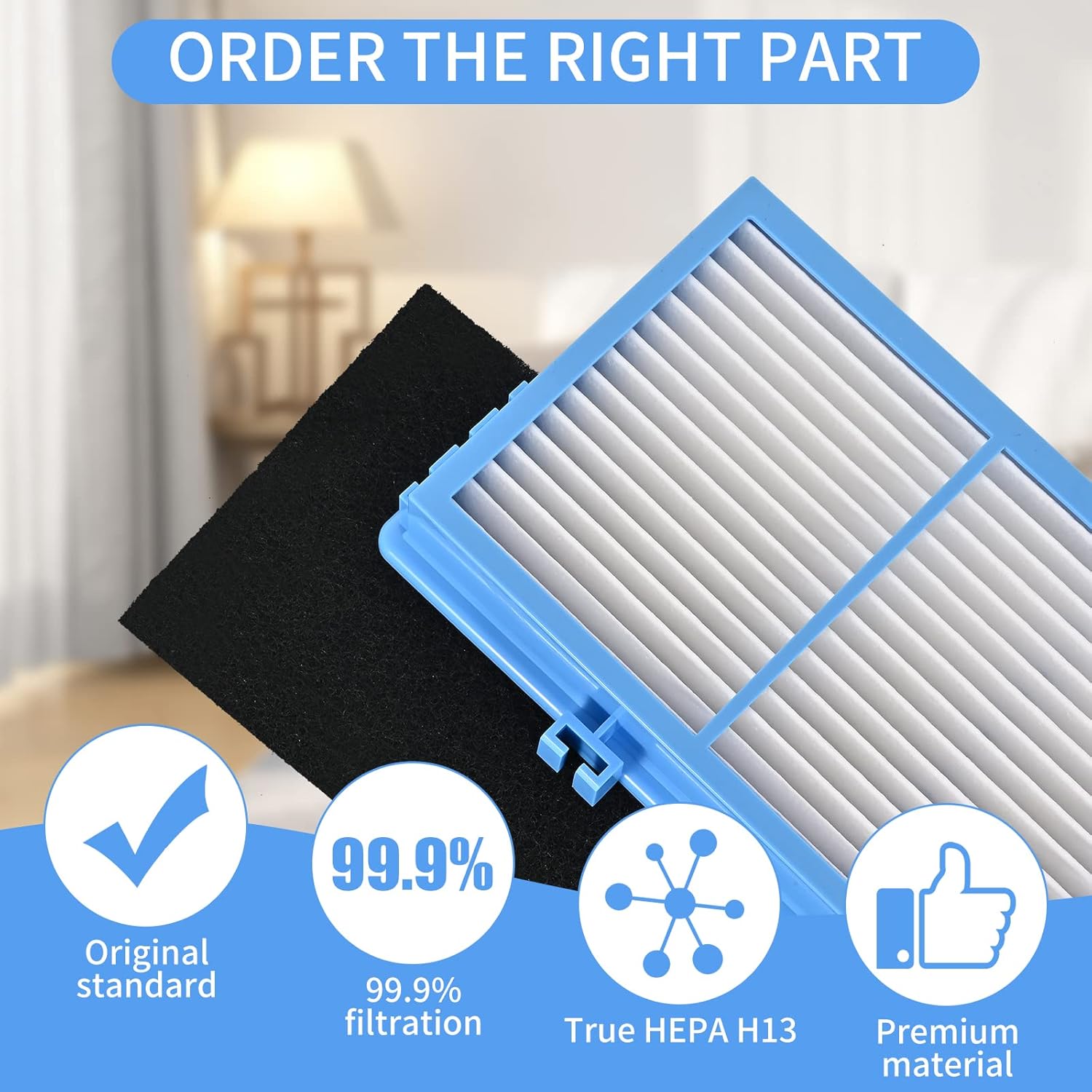 Paquete de 8 filtros de repuesto para purificador de aire Holmes AER1 limpieza total de aire (2 filtros de aire HEPA + 6 filtros de refuerzo de