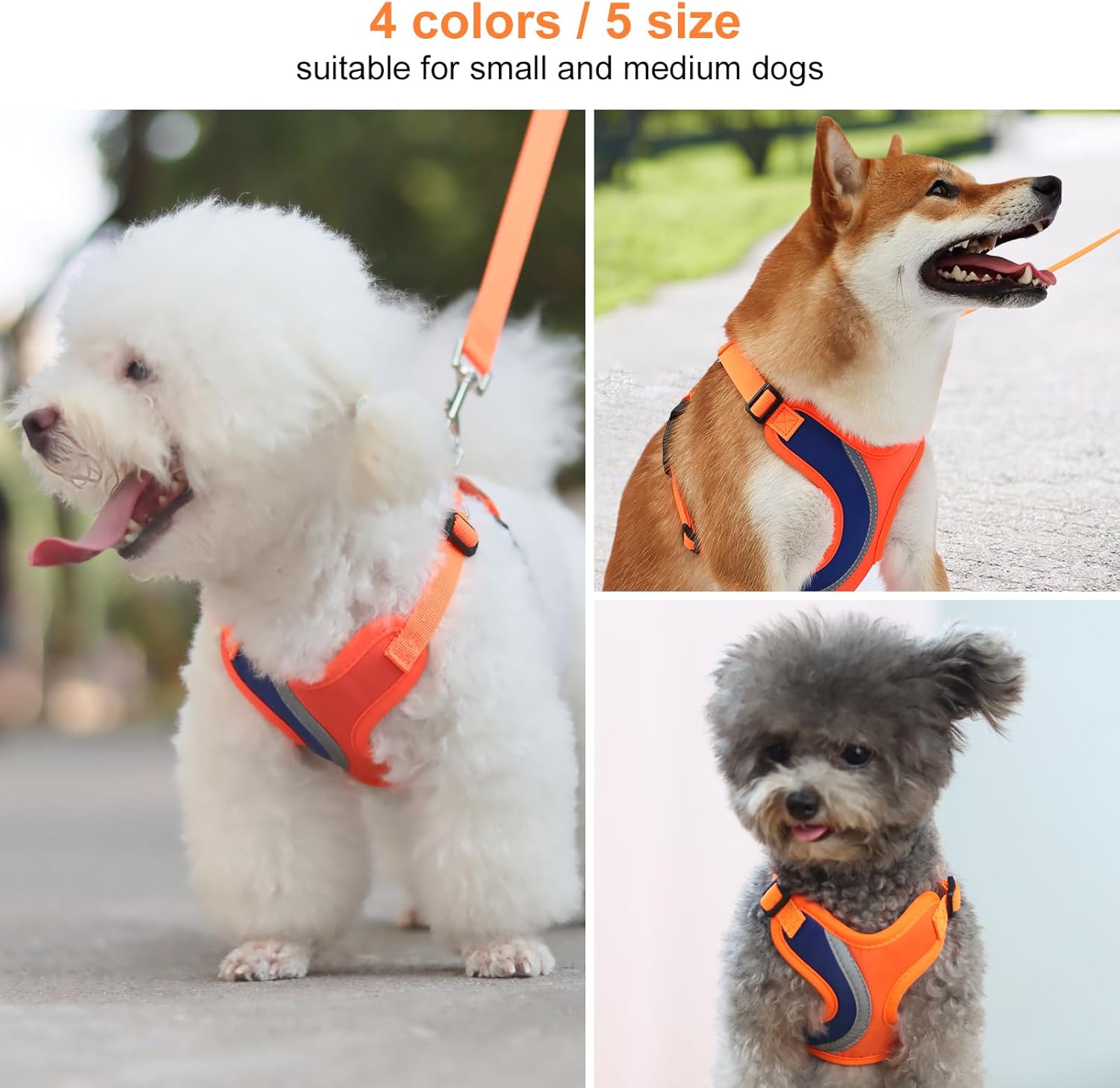 _ Juego de arnés y correa para perro, arnés ajustable para cachorro, chaleco suave y reflectante para perros pequeños y medianos que caminan (M,