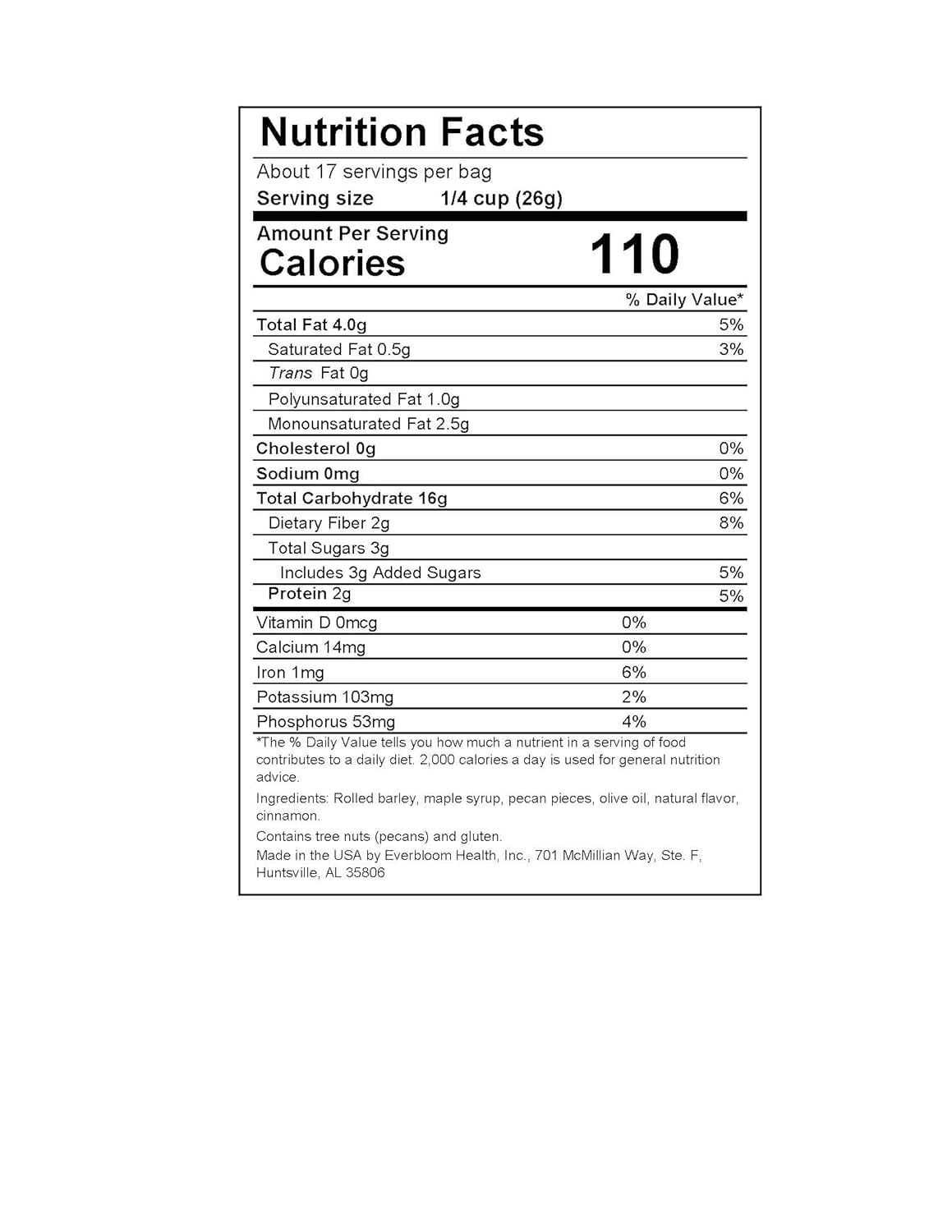 Burl Barley Granola, Jarabe de arce y nueces, 1 libra, granola de grano entero, grano de cebada enrollada, granola de nuez de arce endulzada con