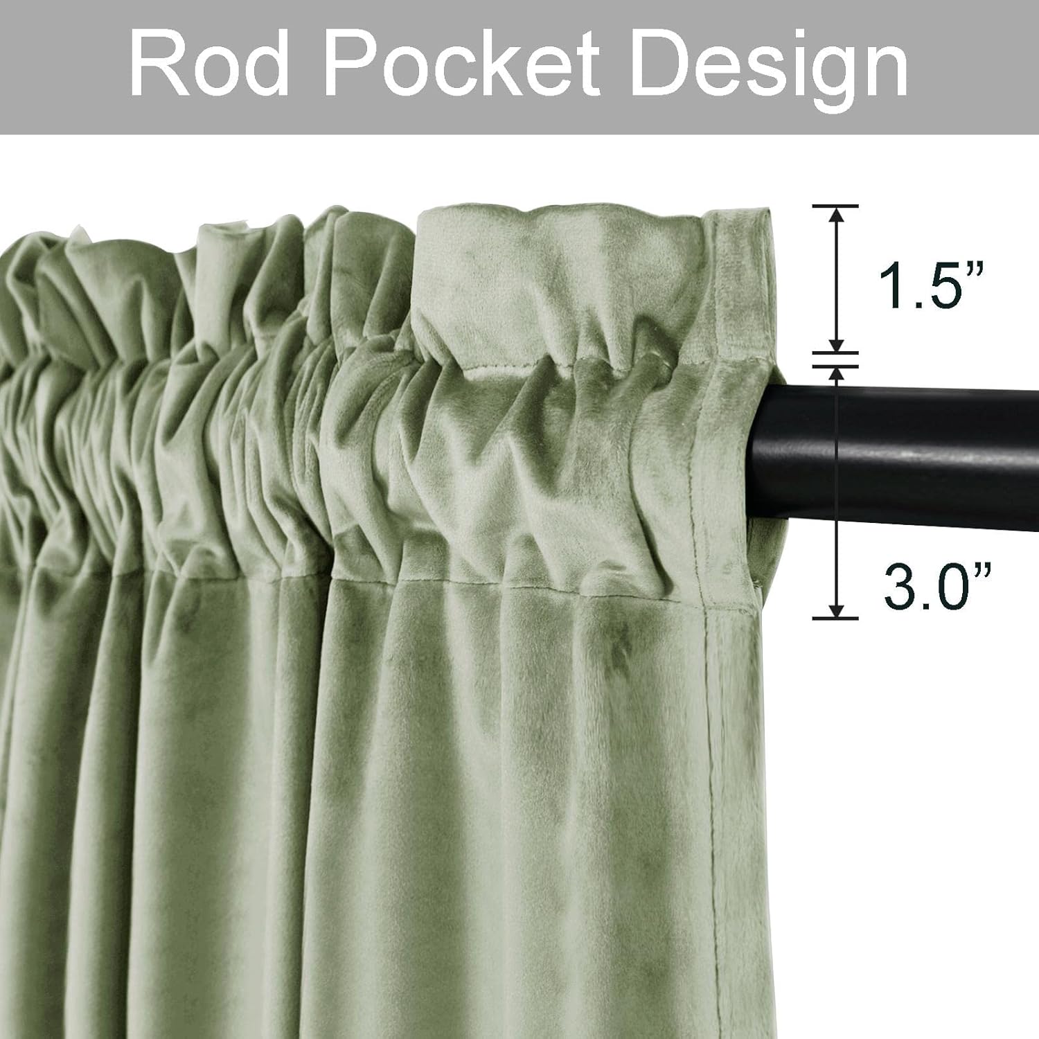 JIUZHEN Cortinas de terciopelo retro suave de 63 pulgadas de largo, cortinas opacas de terciopelo retro suave, con aislamiento térmico y reducción