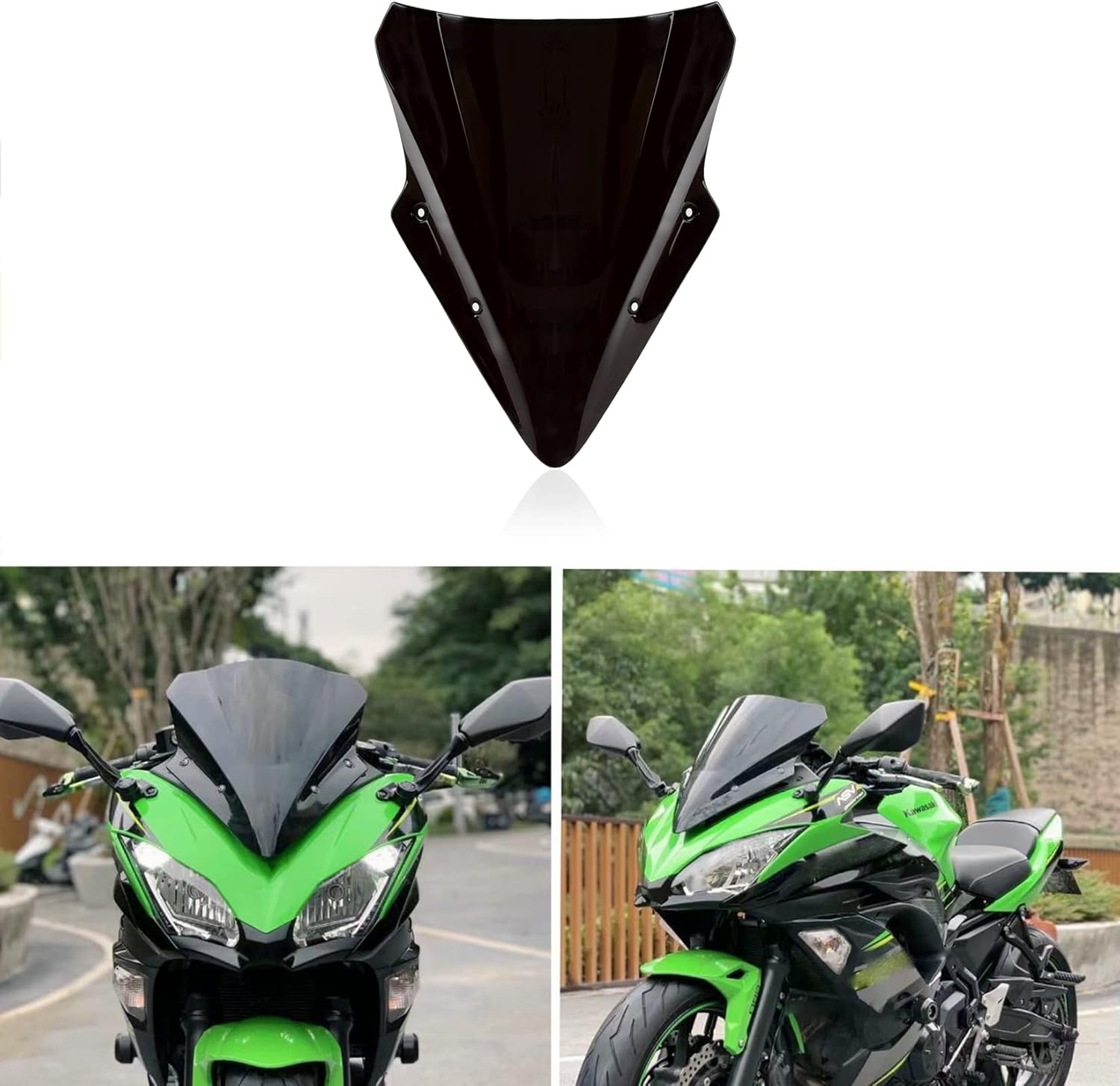Parabrisas doble burbuja para Ninja 650 ER6F 2017 2018 2019 (negro)