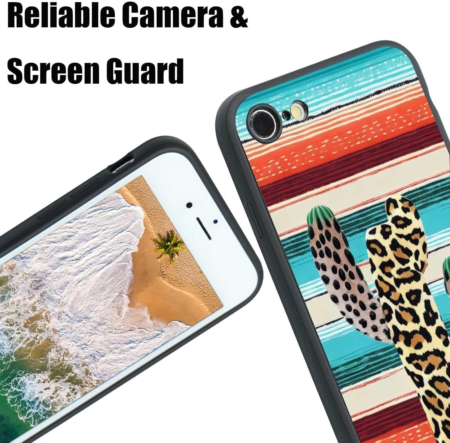 Funda compatible con iPhone SE (20222020)87 Western, turquesa occidental, cactus leopardo, guepardo, vaquera, rayas mexicanas, serape vaquero, para