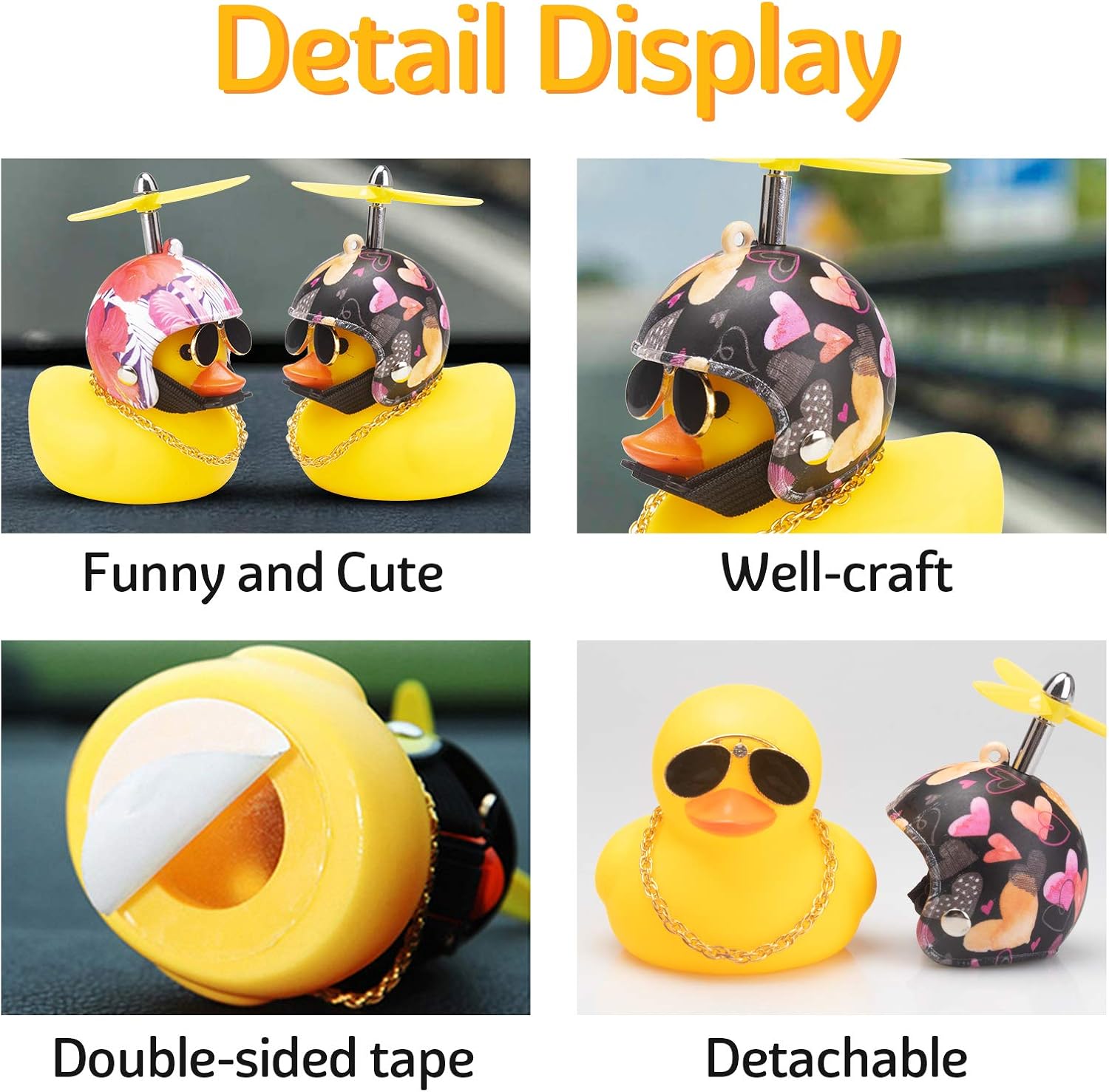 wonuu Decoración de pato de goma para automóvil, lindo pato amarillo con hélice (amor)