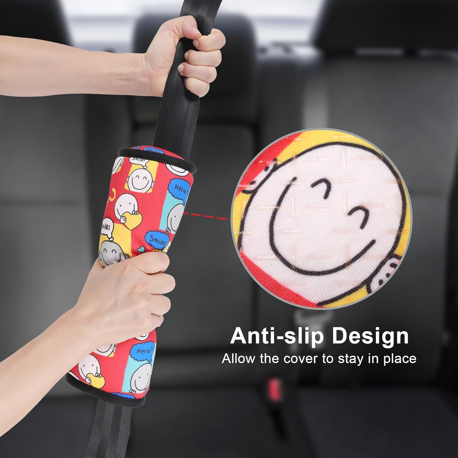 WayToGo Funda para cinturón de seguridad para niños, bonito patrón de dibujos animados para niñas y niños, cojín para cinturón de seguridad para