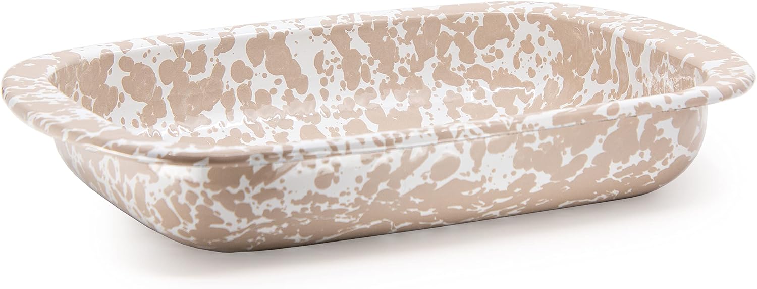 Golden Rabbit Esmalte – Patrón de remolino gris pardo – Molde para hornear de 3 cuartos de galón
