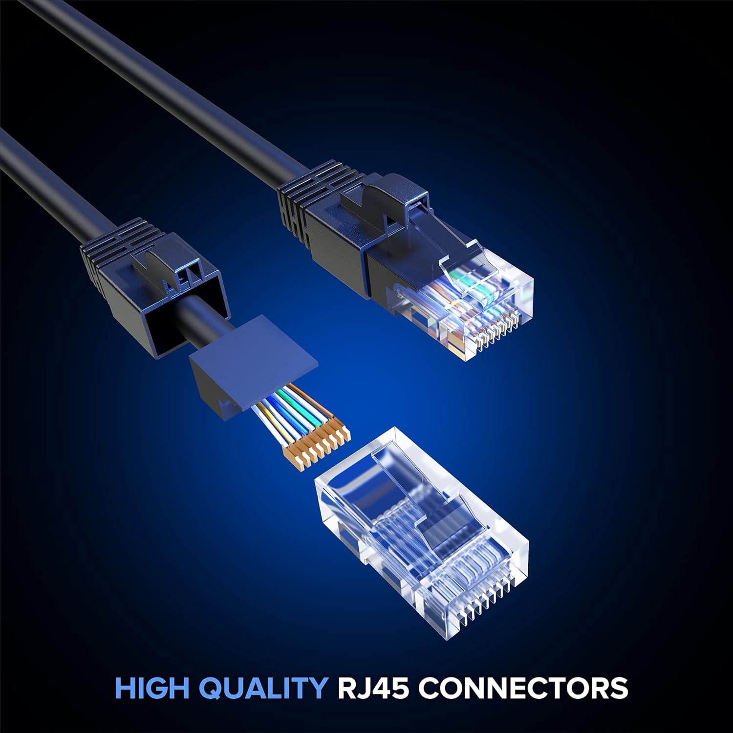 Maximm Cat 6 Ethernet Cable 100 ft – High-Speed LAN Cable, Internet Cable, Patch Cable, and Network Cable – UTP, 10Gbps, 550MHz Ethernet Cord – Black