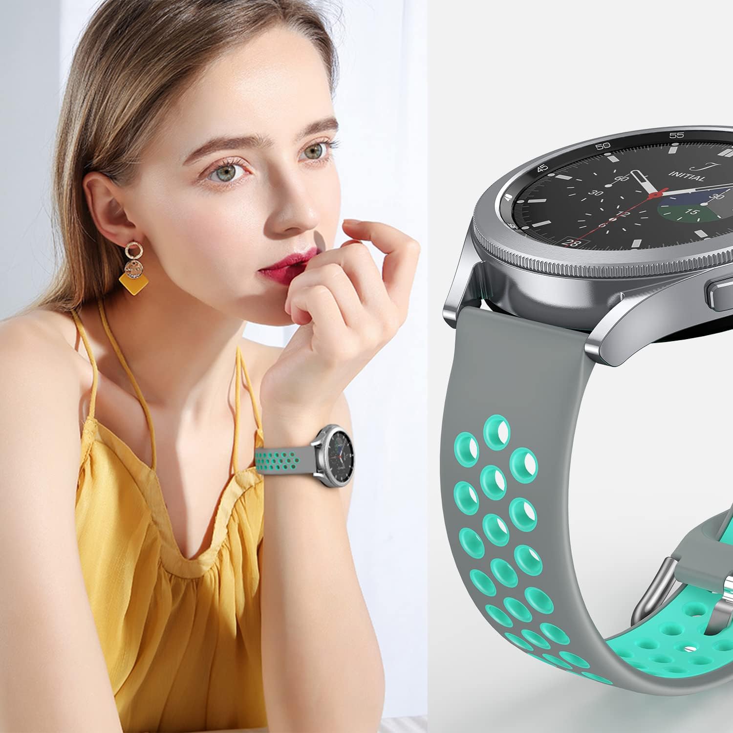 3 paquetes compatibles con Samsung Galaxy Watch Active 2 bandas de 1.575in 1.732in, Galaxy Watch 1.654in Band, Galaxy Watch Active Band, 0.787in