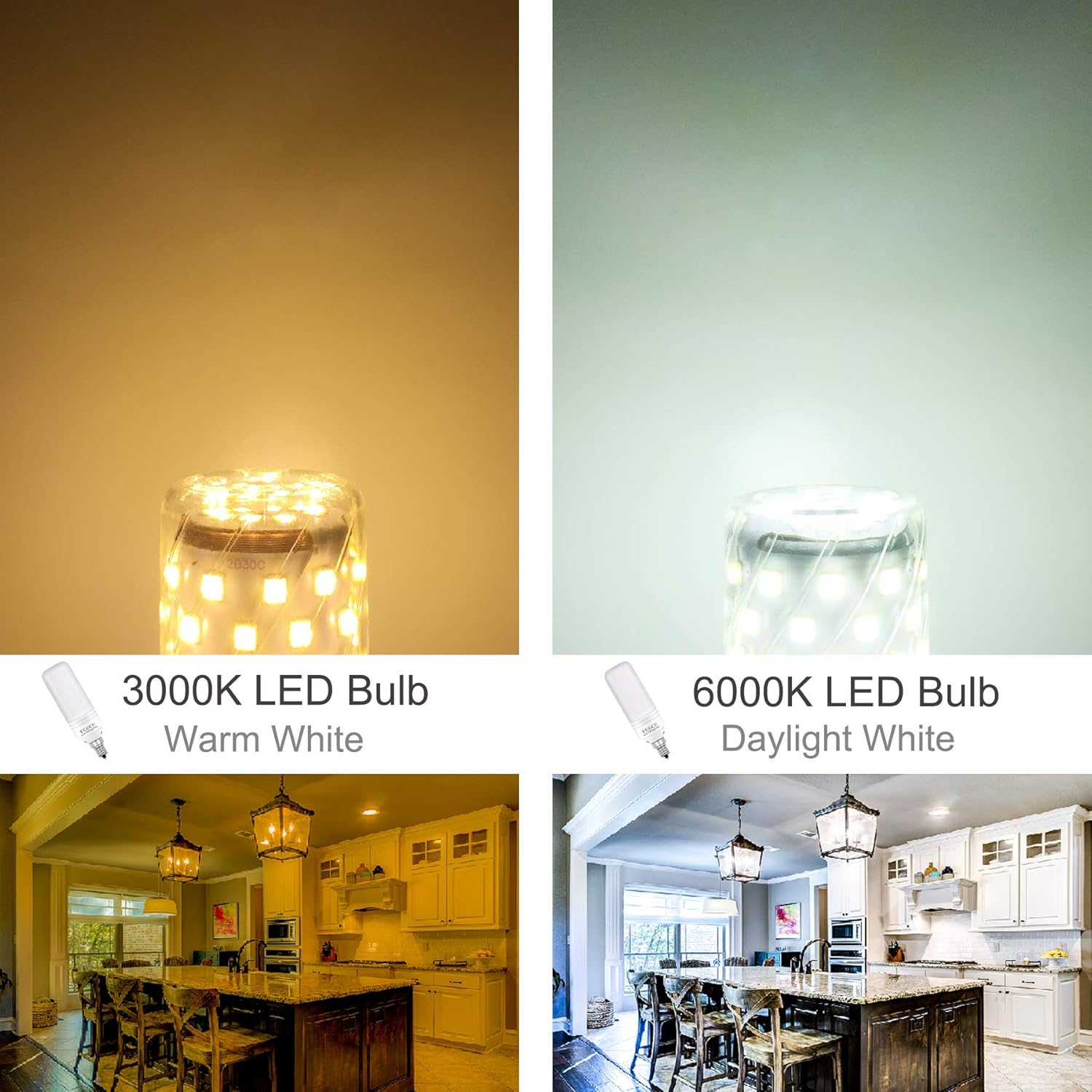 TSOCO – Bombillas LED E12, bombillas LED de 16 W, equivalente a 120 W, luz blanca diurna de 6000 K, 1400 lúmenes, no regulables, paquete de 3
