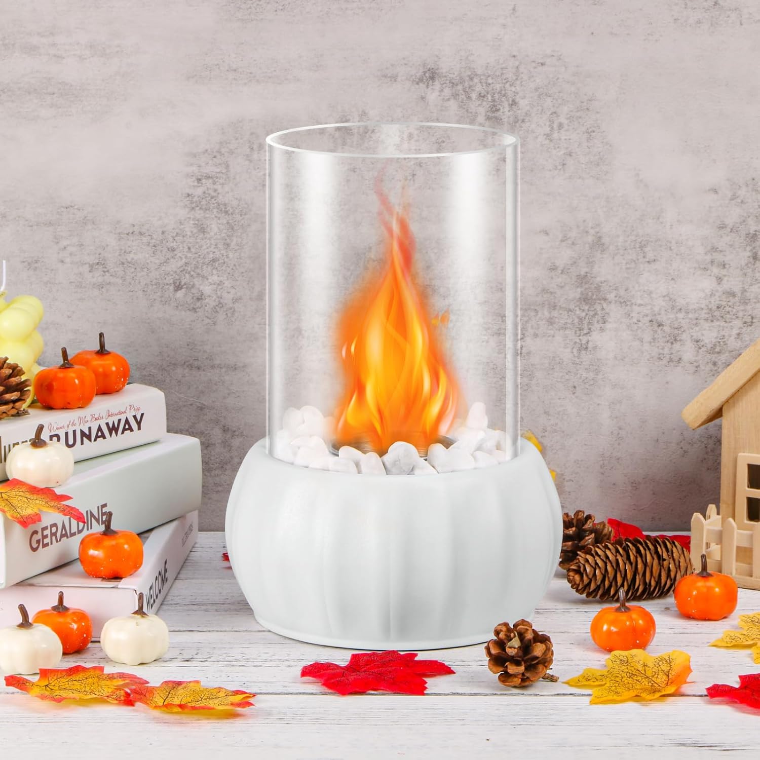 Fogata de mesa para Acción de Gracias, decoración de otoño, Navidad, cuenco portátil de etanol, mini chimenea de mesa para patio, balcón, sala de