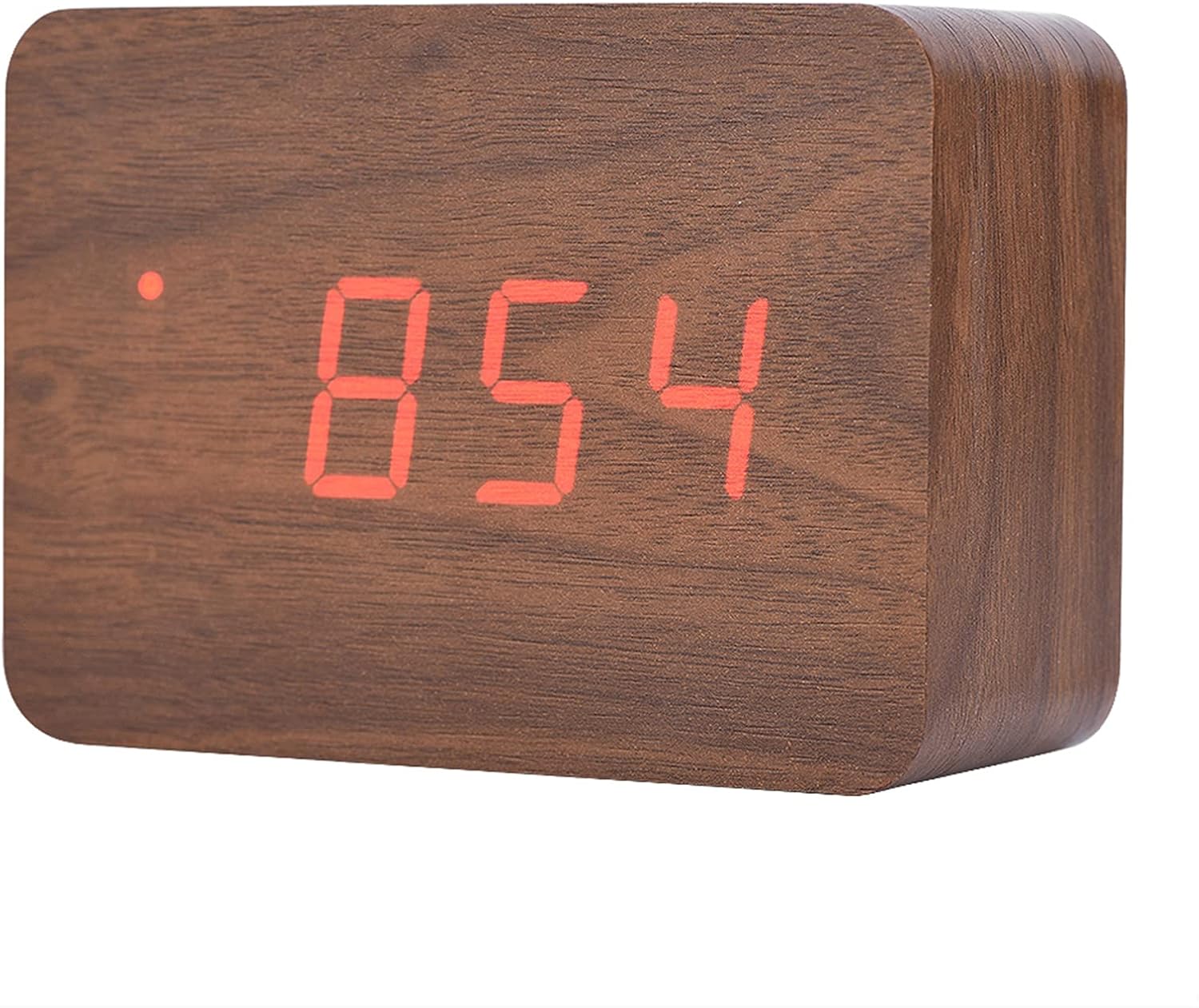 Luces LED suaves alimentadas por 3 pilas AAA, reloj despertador de madera, reloj despertador digital de madera para dormitorio, oficina, escuela