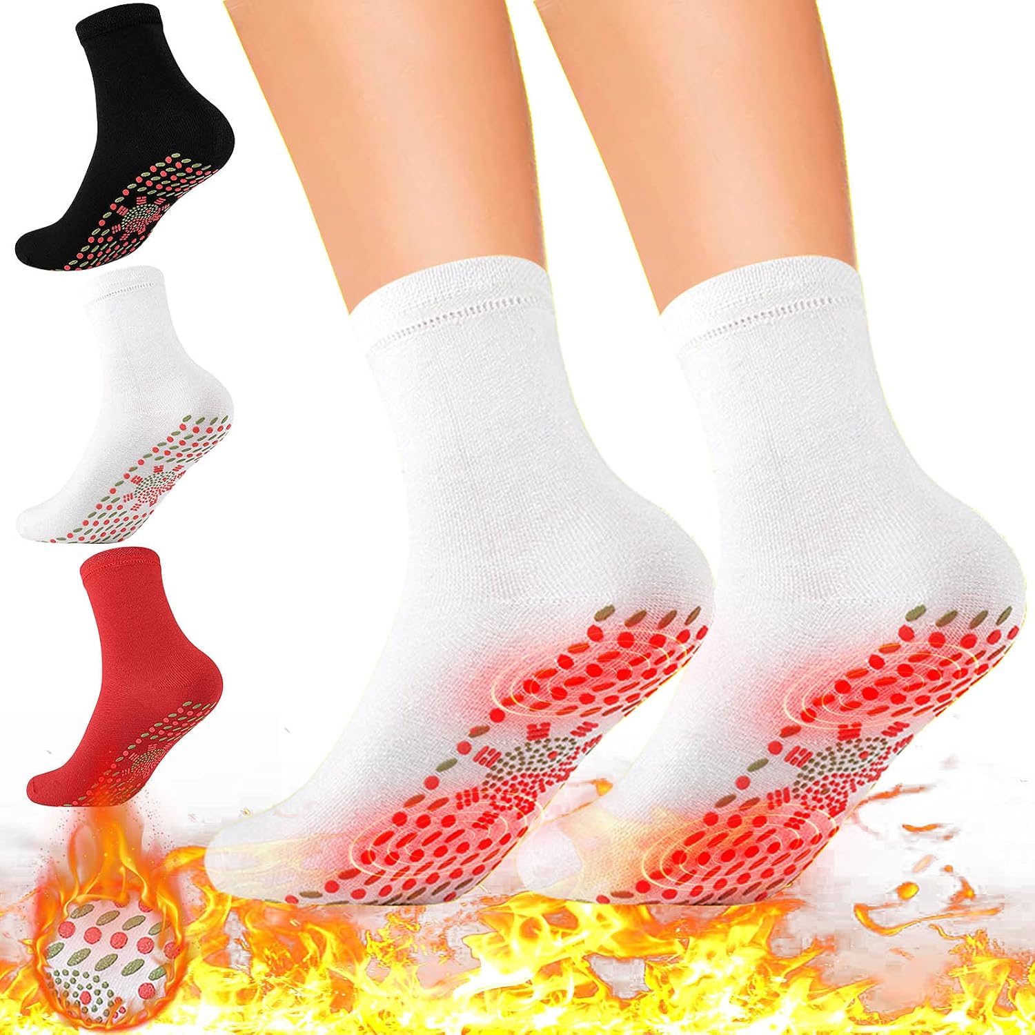Calcetines calefactables Turmalina Calcetines de salud autocalentables magnéticos cómodos invierno cálido unisex calcetines de algodón calentados