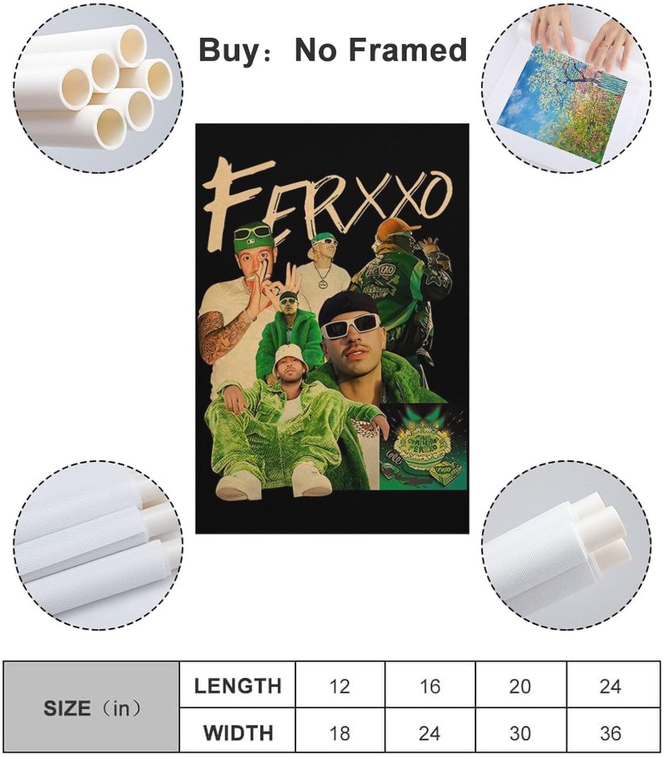 Feid Ferxxo – Póster de lienzo para decoración de dormitorio, paisaje, oficina, San Valentín, cumpleaños, sin marco, 16 x 24 pulgadas (15.7 x 23.6