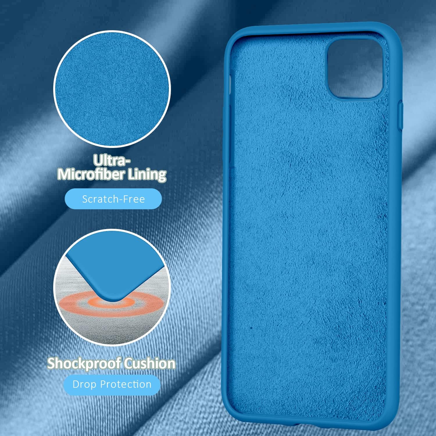 Vooii Funda protectora para iPhone 11, silicona líquida suave de goma delgada de cuerpo completo para iPhone 11 (con forro de microfibra suave),