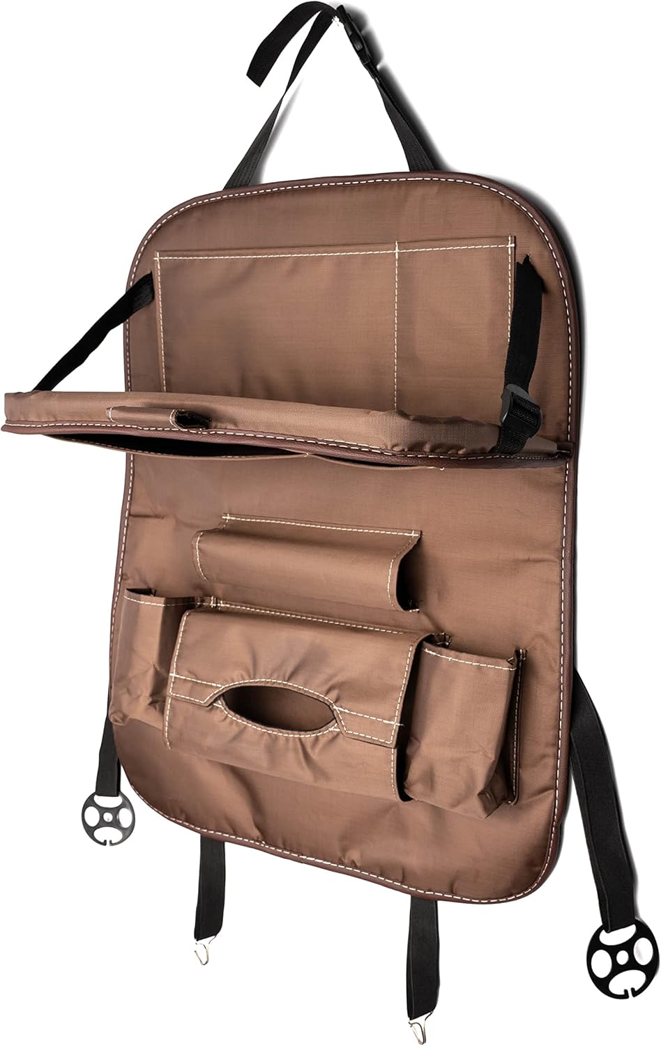 Organizador de asiento de automóvil resistente con bandeja de mesa plegable, soporte para tableta, 9 bolsillos de almacenamiento, protectores de