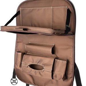 Organizador de asiento de automóvil resistente con bandeja de mesa plegable, soporte para tableta, 9 bolsillos de almacenamiento, protectores de Organizador de asiento de automóvil resistente con bandeja de mesa plegable, soporte para tableta, 9 bolsillos de almacenamiento, protectores de