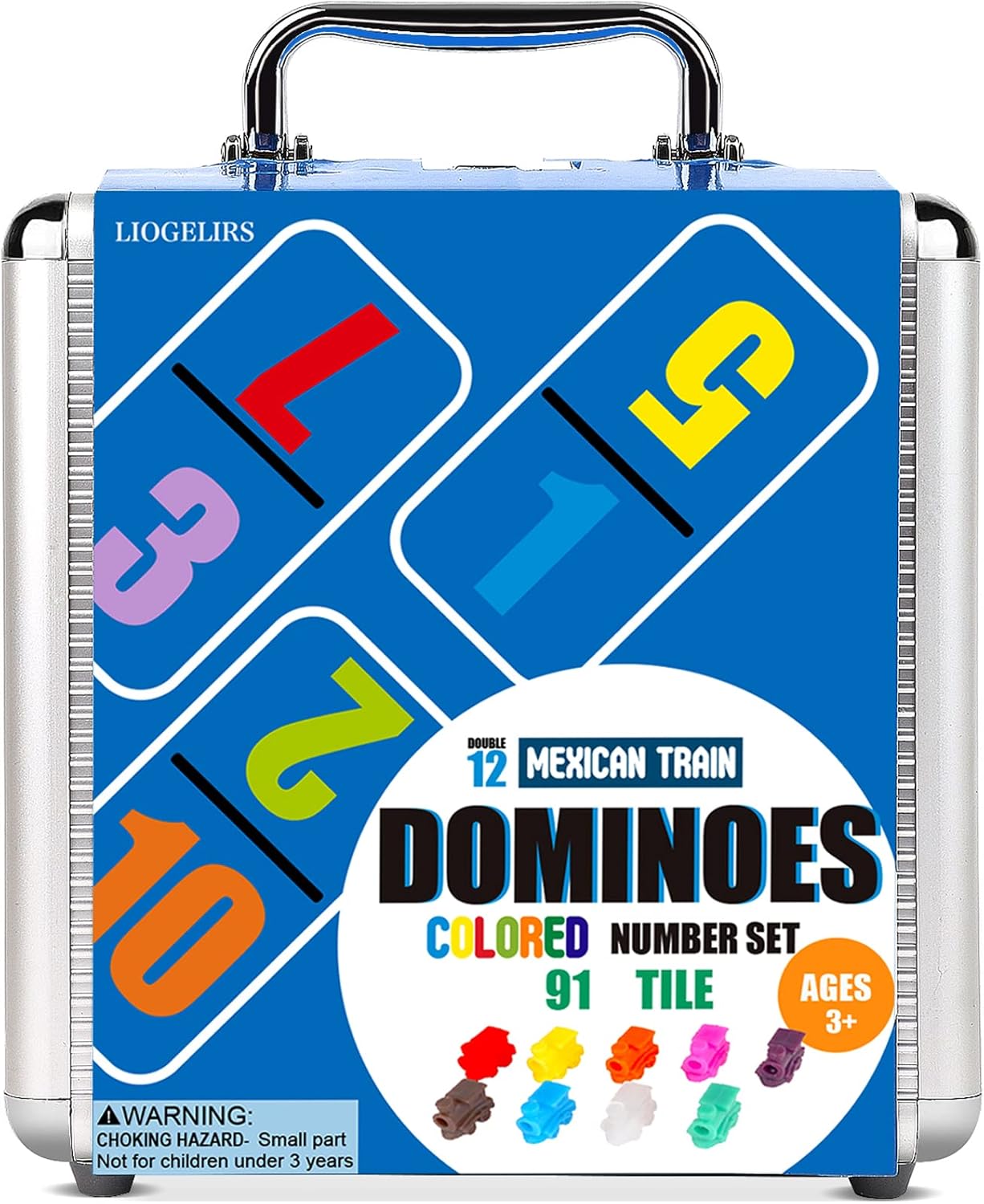 LIOGELIRS Juego de dominó de tren mexicano para adultos, 105 piezas, juego de dominó doble de 12 colores para noche de juego familiar, juegos de