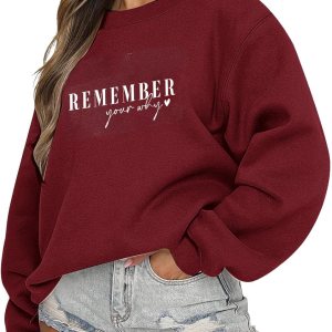 Remember Your Why – Sudadera para mujer, casual, de manga larga, de gran tamaño, cuello redondo, clásica, lisa, cómoda Remember Your Why – Sudadera para mujer, casual, de manga larga, de gran tamaño, cuello redondo, clásica, lisa, cómoda