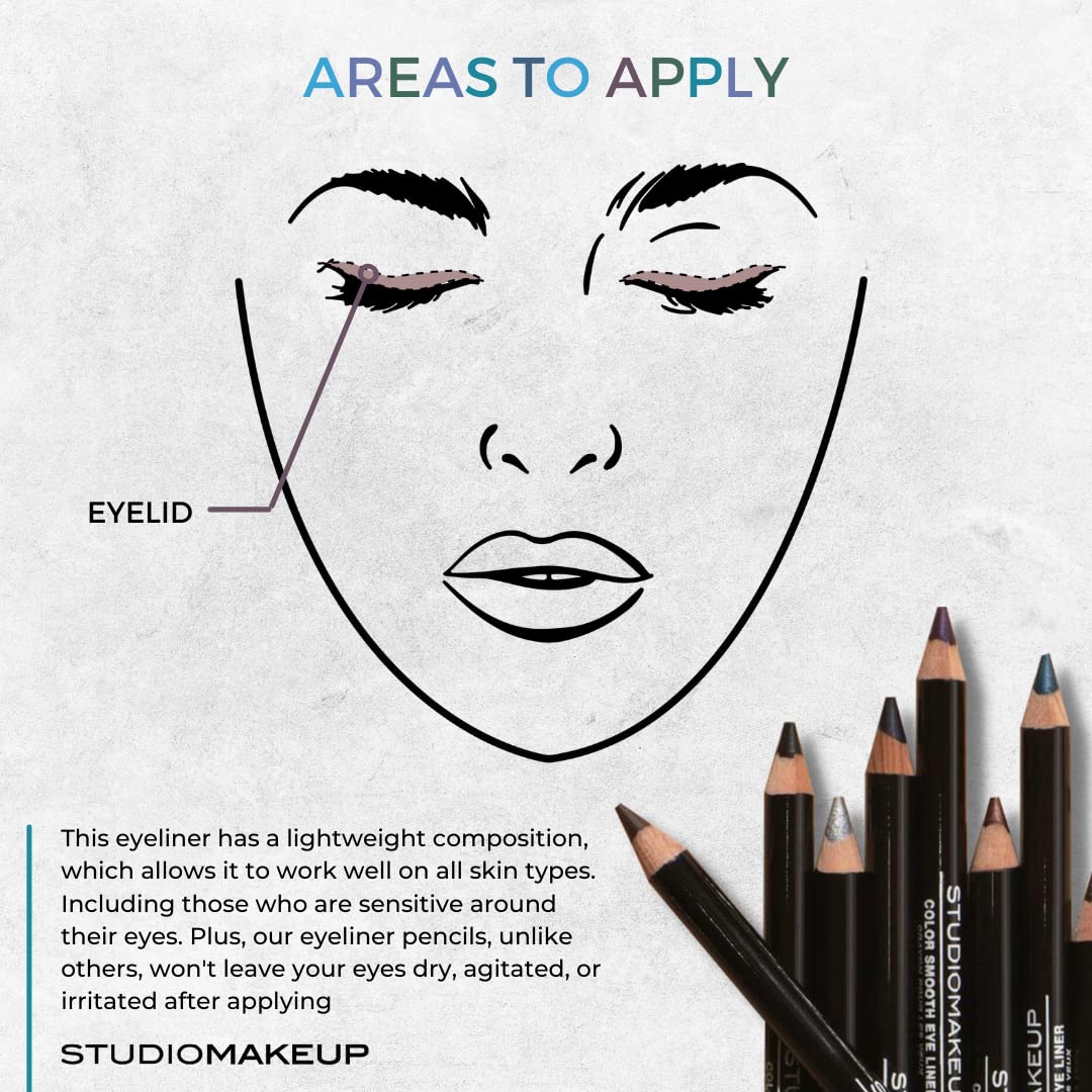 Studiomakeup Lápiz delineador de ojos suave de color, maquillaje de ojos suave al tacto, delineador de ojos de textura suave, delineador de ojos