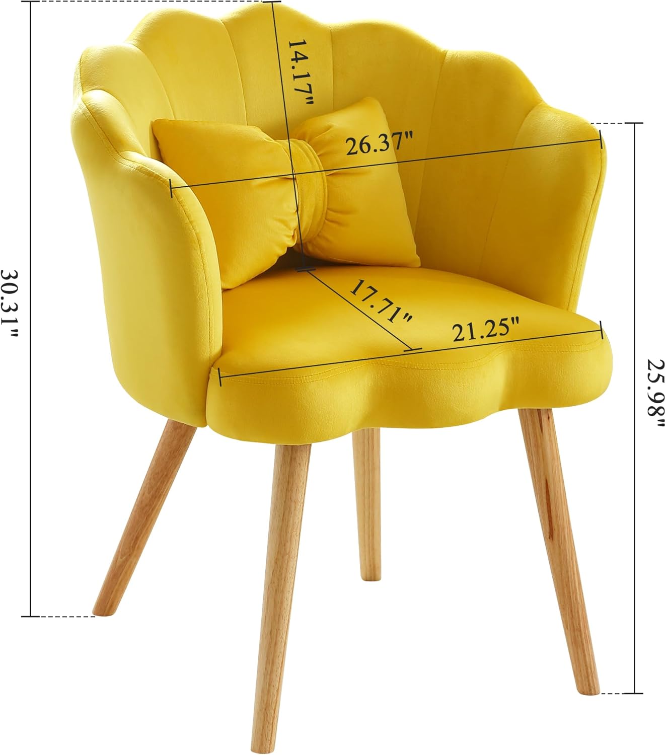 Bellemave Silla decorativa de terciopelo, moderna silla tapizada de ocio con almohada para la cintura, silla de invitados en forma de loto, silla de