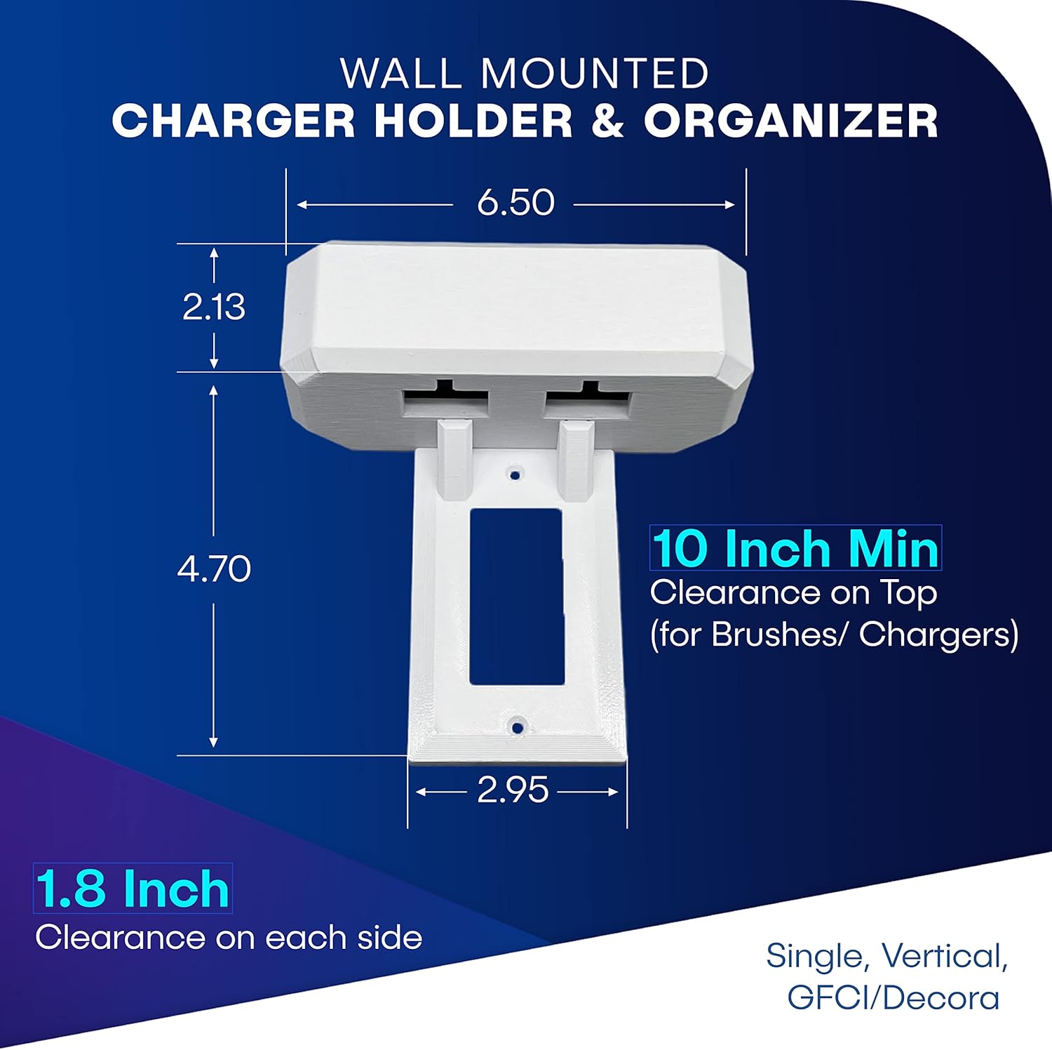 Soporte para cepillo de dientes eléctrico, montaje en pared, compatible con Oral-B, soporta 2 cargadores, se monta solo en una sola toma GFCIDecora