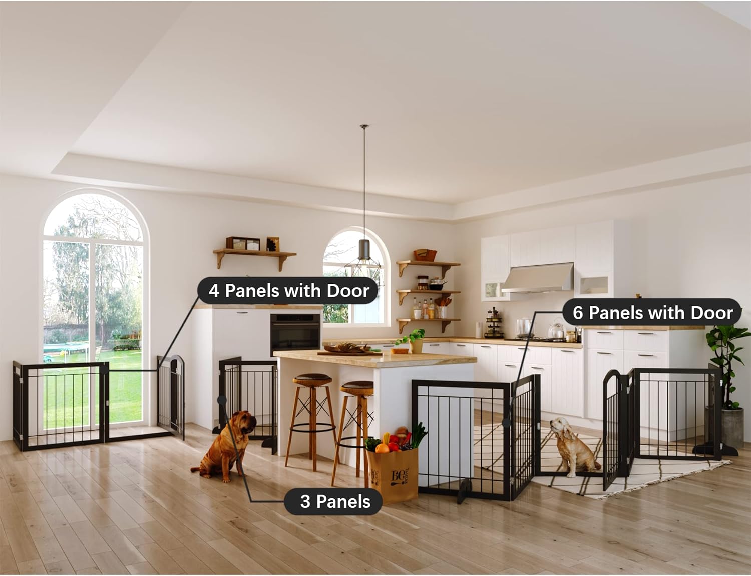 JSB Puerta para perros extra ancha de 30 pulgadas de alto con paseo, puerta independiente para mascotas, para pasillos, escaleras y hogar, cerca de