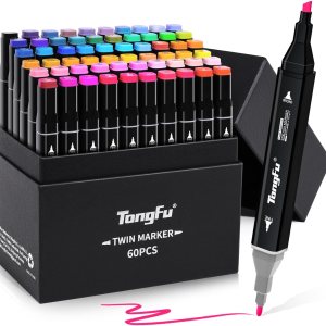 Marcadores de alcohol de 60 colores, juego de marcadores artísticos de doble punta para artistas, adultos y niños, marcadores permanentes a base de Marcadores de alcohol de 60 colores, juego de marcadores artísticos de doble punta para artistas, adultos y niños, marcadores permanentes a base de