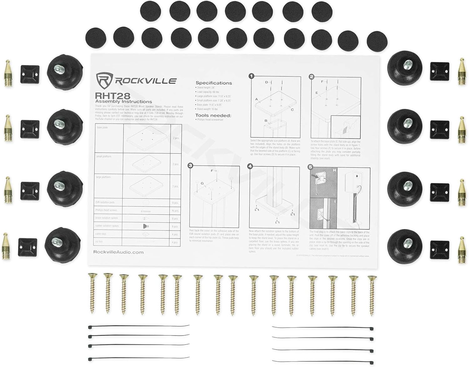 Estantería Rockville Rhtsc para parlante, sonido envolvente, para cine en casa