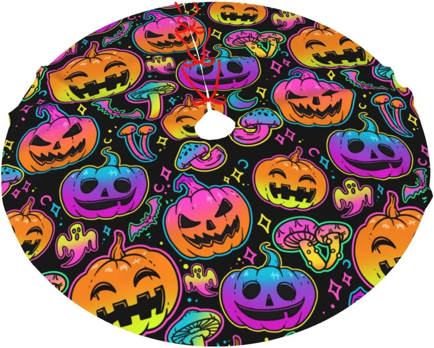 Falda de árbol de Halloween de 30 pulgadas para Halloween, calabaza, murciélago, tapete para Halloween, Navidad, fiesta, fiesta, decoración de