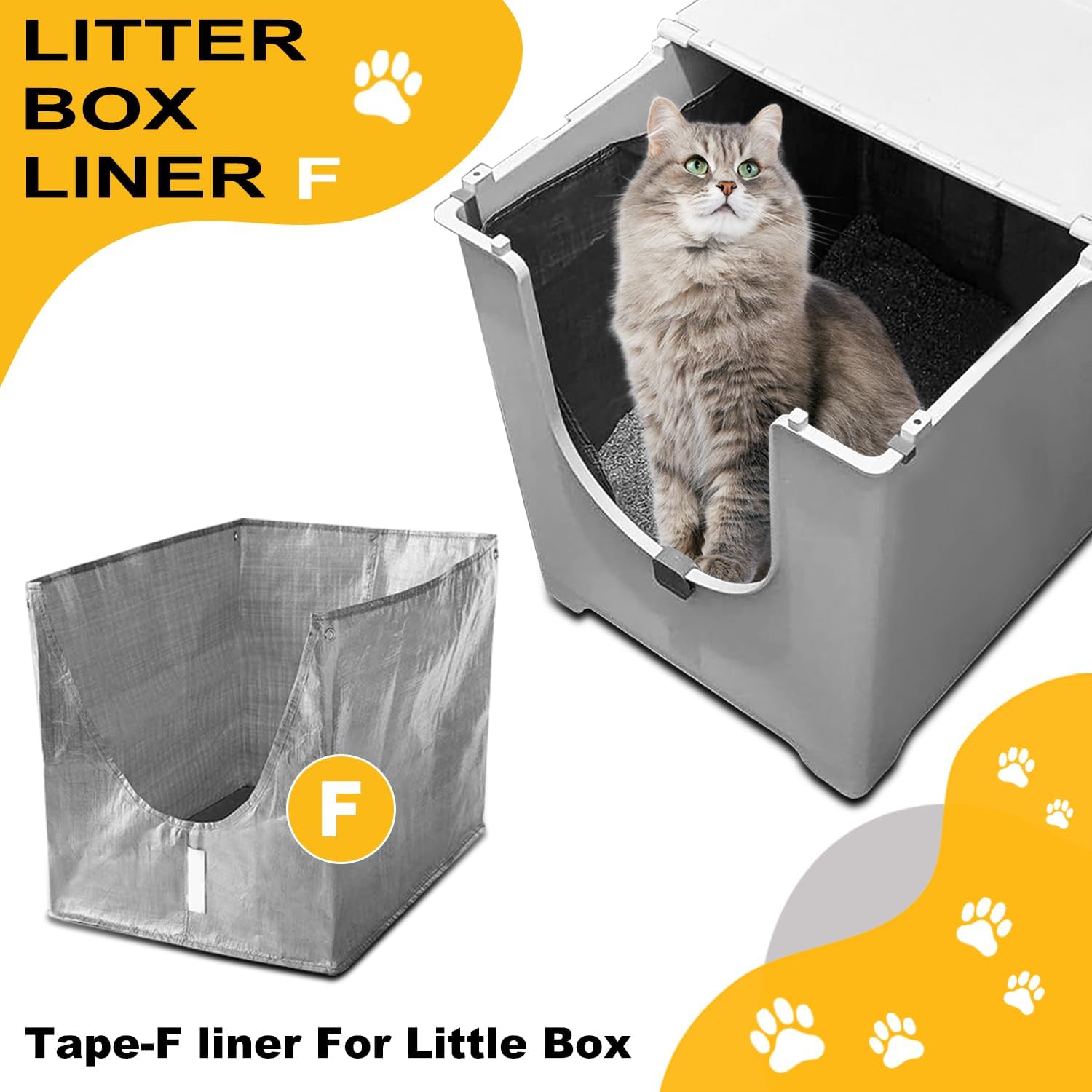 Luxrise Liner F – Caja de arena con tapa Modkat – Revestimientos reutilizables para caja de arena abatible – Liner F para caja de arena para gatos