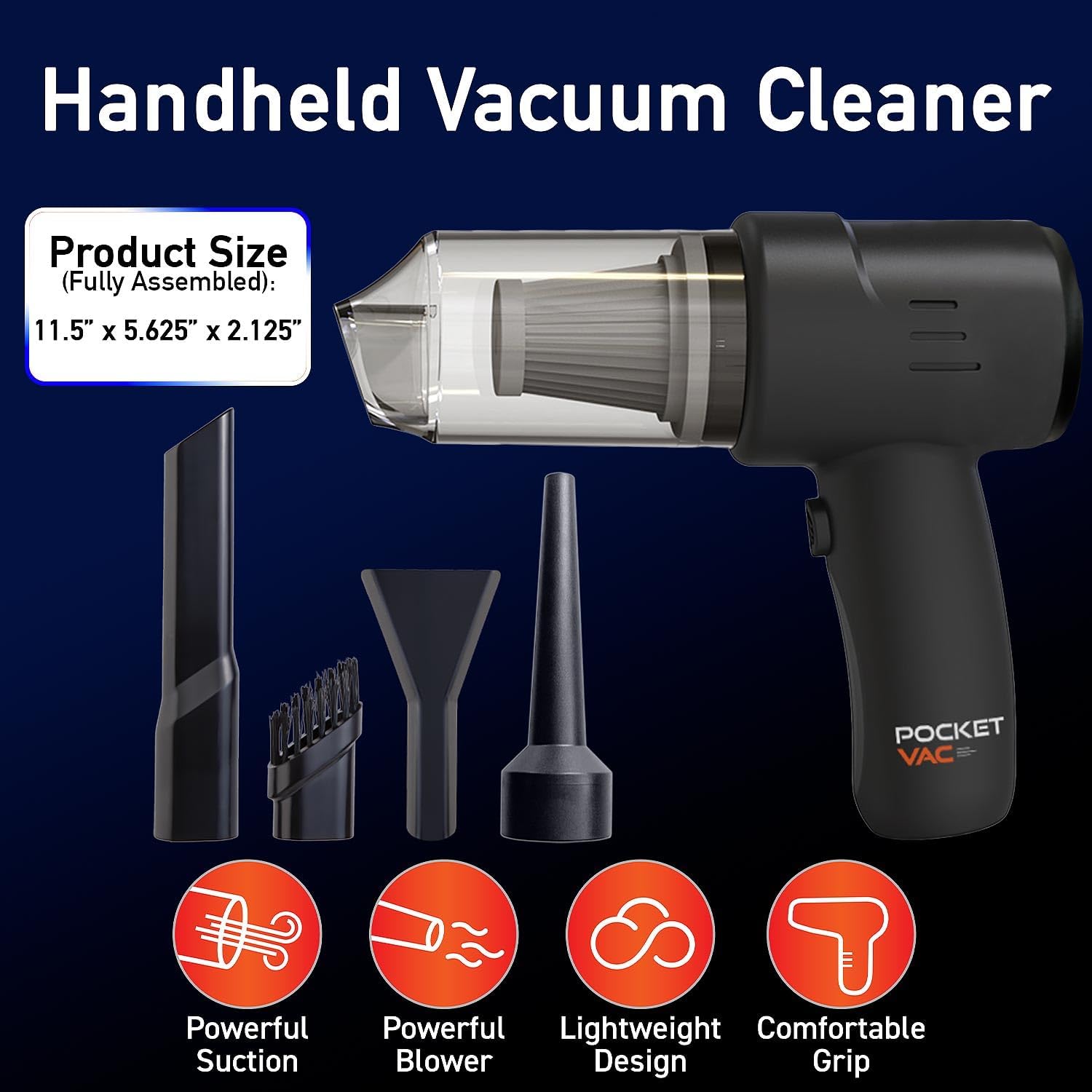 Aspiradora de mano compacta e inalámbrica, aspiradora de mano ligera para el hogar, cocina, automóvil, tapicería, pelo de mascotas, limpieza de
