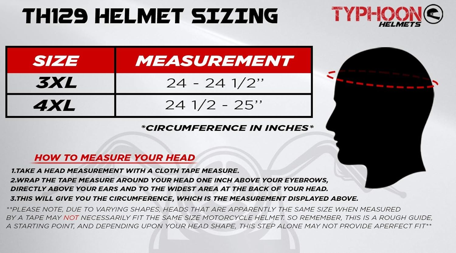 Typhoon – Casco de motocicleta de cara completa para adulto, 3XL y 4XL, certificado DOT