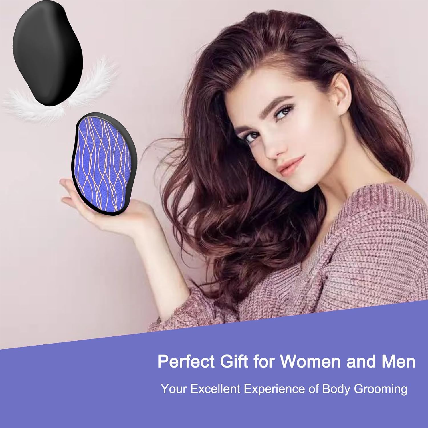 Borrador de pelo de cristal, removedor de pelo mágico de cristal para mujeres y hombres, borrador de pelo, exfoliación sin dolor, herramienta