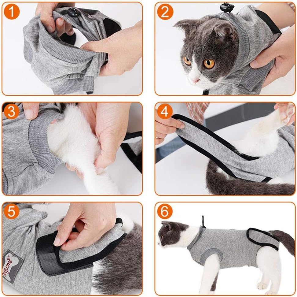 Bonaweite Traje de recuperación para gatos, traje de recuperación profesional para gatos para heridas abdominales, camisa alternativa antilamidas