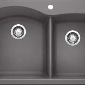 BLANCO 441465 Diamond Silgranit 6040 – Fregadero de cocina con doble tazón para montaje inferior o caído, 9.50 x 21.25 x 32.25 pulgadas, color ceniza BLANCO 441465 Diamond Silgranit 6040 – Fregadero de cocina con doble tazón para montaje inferior o caído, 9.50 x 21.25 x 32.25 pulgadas, color ceniza