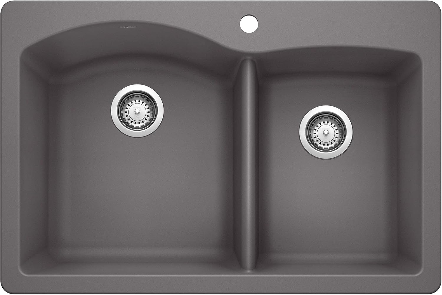 BLANCO 441465 Diamond Silgranit 6040 – Fregadero de cocina con doble tazón para montaje inferior o caído, 9.50 x 21.25 x 32.25 pulgadas, color ceniza