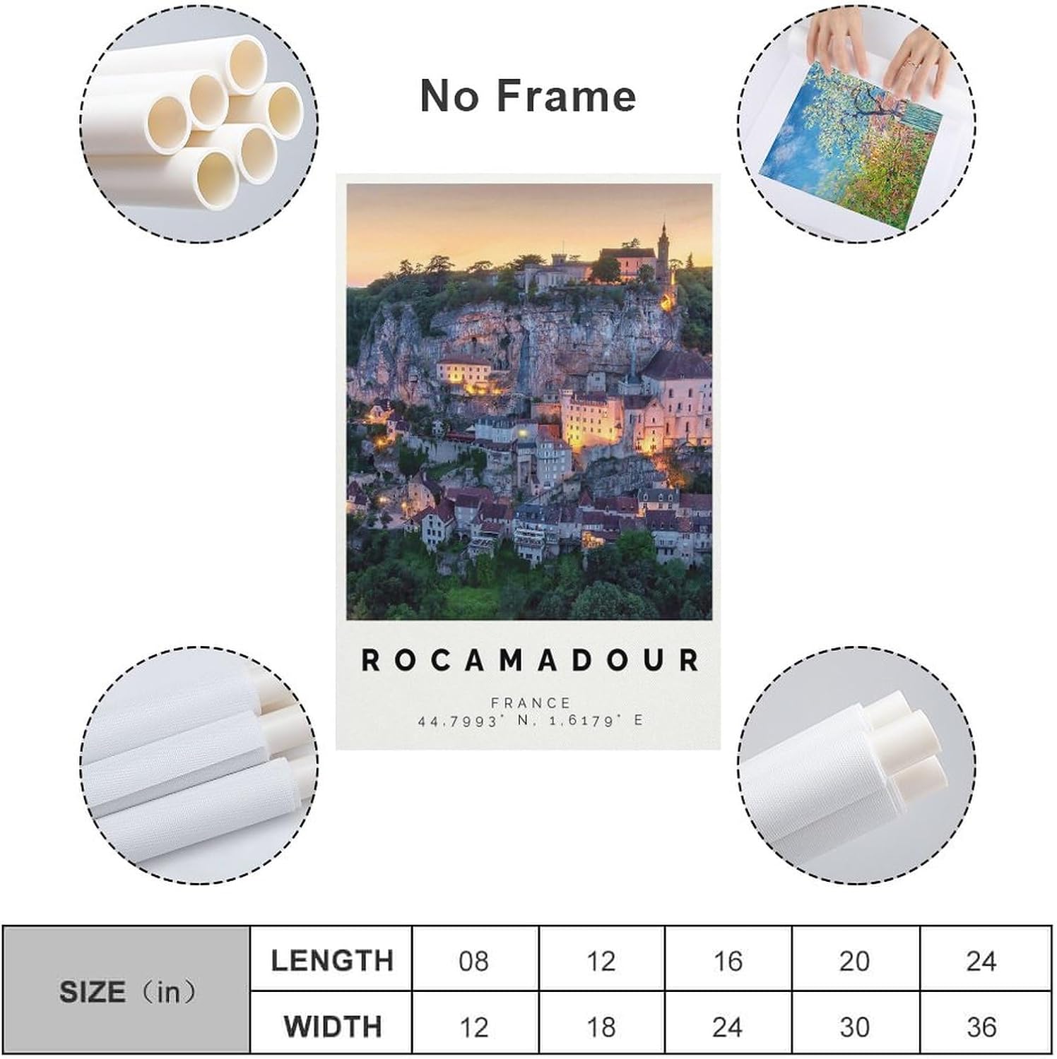 Rocamadour Poster Bunter Druck, Rocamadour Wandkunst, Rocamadour Foto Dekor, Okzitanien,Büro Wandkun Poster for Room Aesthetics Canvas Wall Art