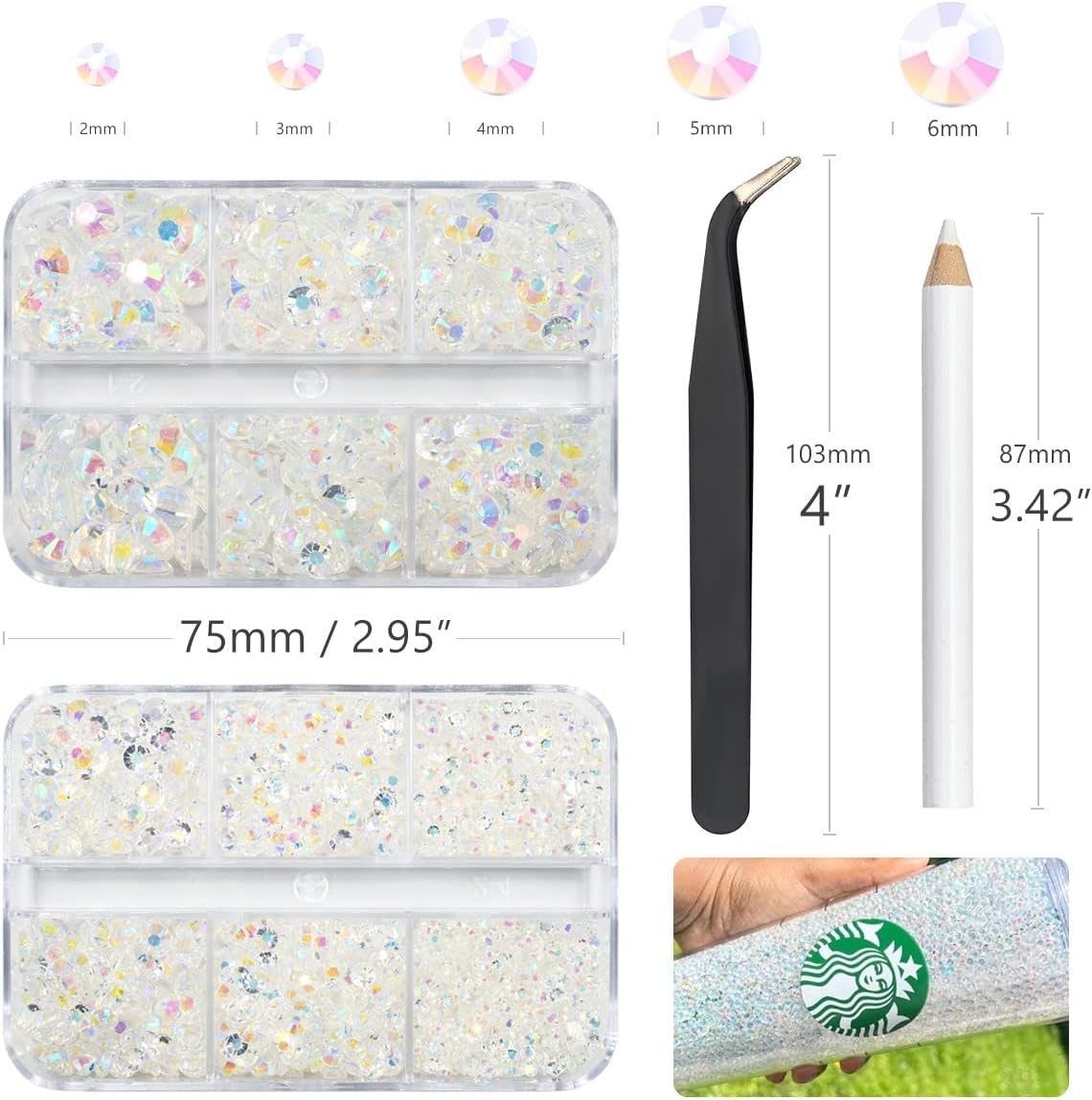 3060 diamantes de imitación transparentes de resina AB con parte trasera plana, color blanco transparente AB con parte trasera plana, diamantes de