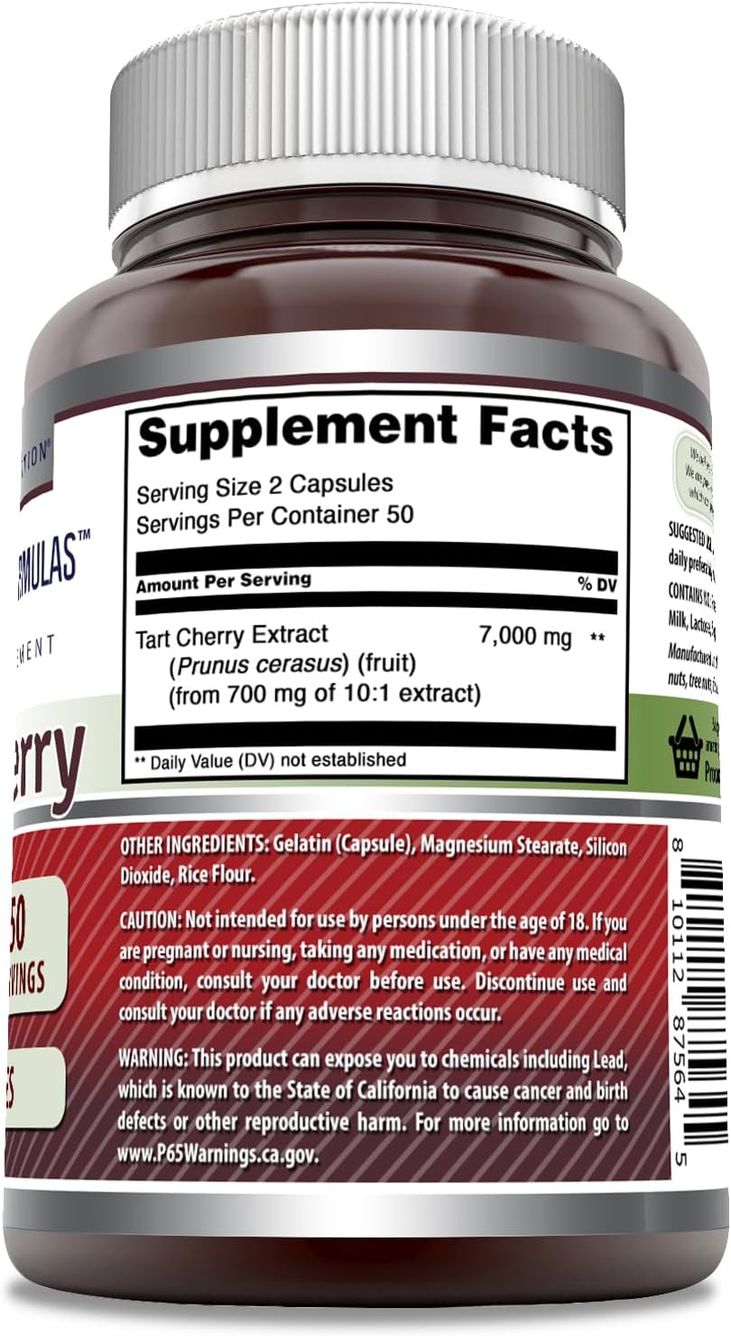 Amazing Formulas – Extracto de cereza ácida de 7000 mg por porción, suplemento en cápsulas, sin OMG, sin gluten, fabricado en Estados Unidos (100
