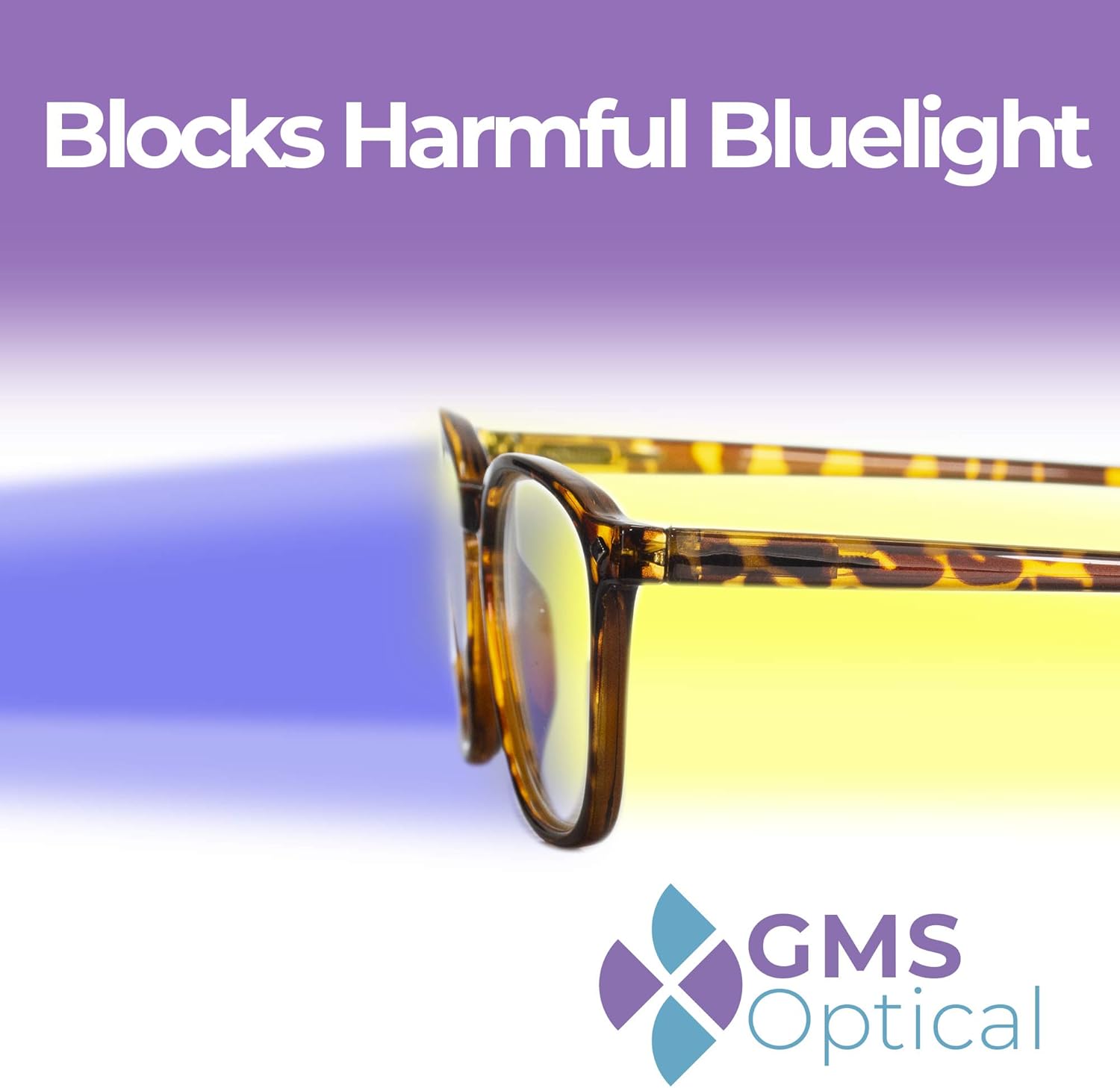 GMS Lentes ópticos de bloqueo de luz azul con estuche y almohadillas nasales – para computadoras, TV, tabletas, teléfonos celulares y otras