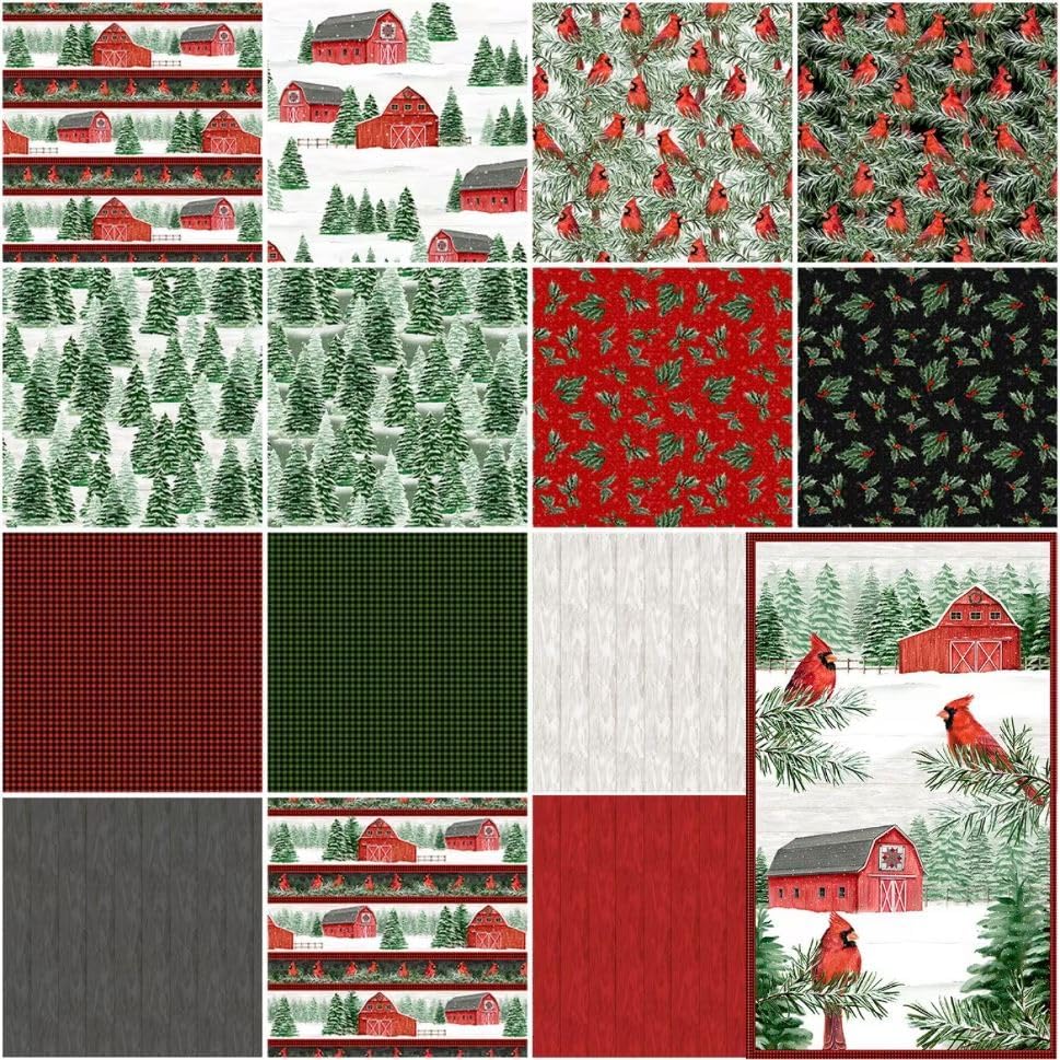 Wilmington Prints Country Cardinals Winter Scenic Multi, tela de The Yard