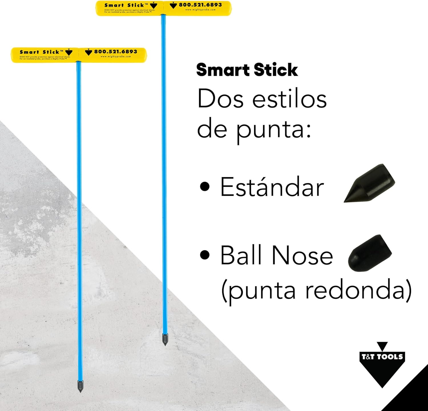 T&T Tools Mighty Probe – Sonda de suelo de metal aislada, varilla de sondeo, varillas de acero con mango en T, herramientas de paisajismo (1, 48