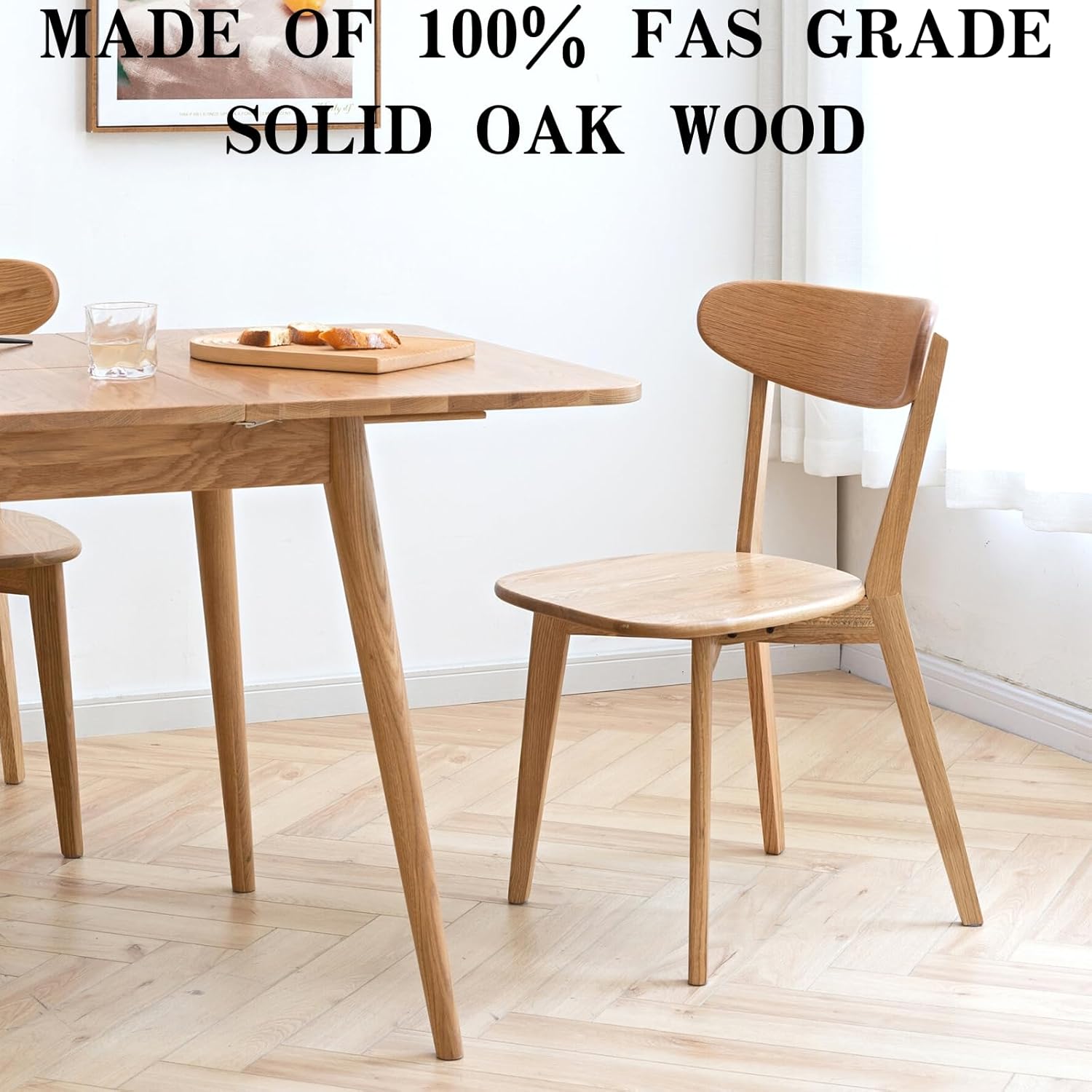 Juego de 2 sillas de comedor 100% madera de roble, sillas de cocina con cómodo respaldo redondo, sillas para sala de estar, comedor, fácil montaje,