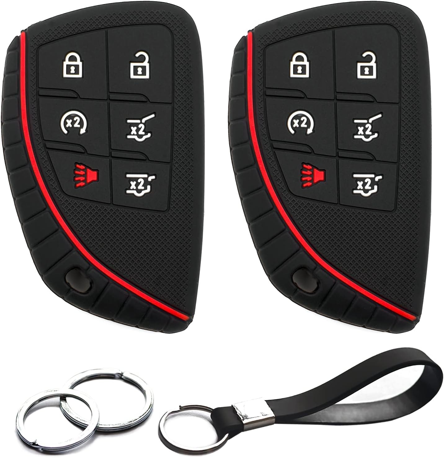 2 piezas compatibles con GMC Canyon Yukon XL Chevy Chevrolet Colorado Suburban Tahoe Buick Envision Honda Prologue 6 botones Funda para llavero