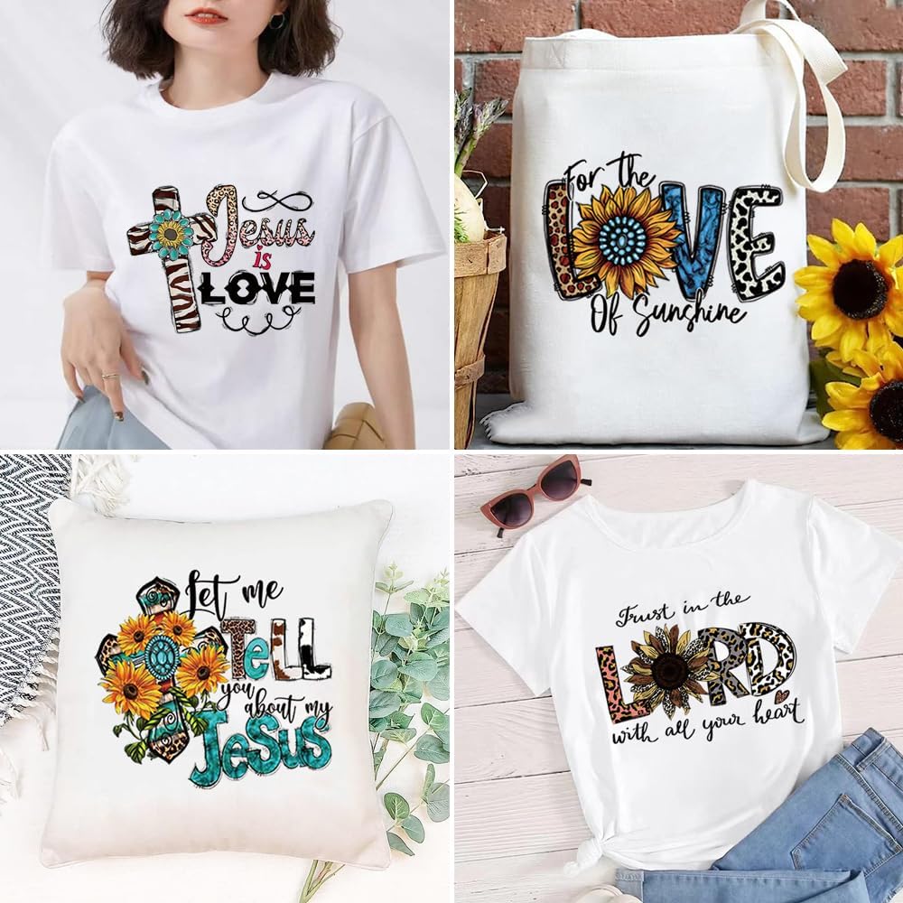 6 hojas de parches de transferencia de Jesús para planchar, decoración de prensa de calor, diseño de la letra de Jesús Dios, calcomanías de vinilo