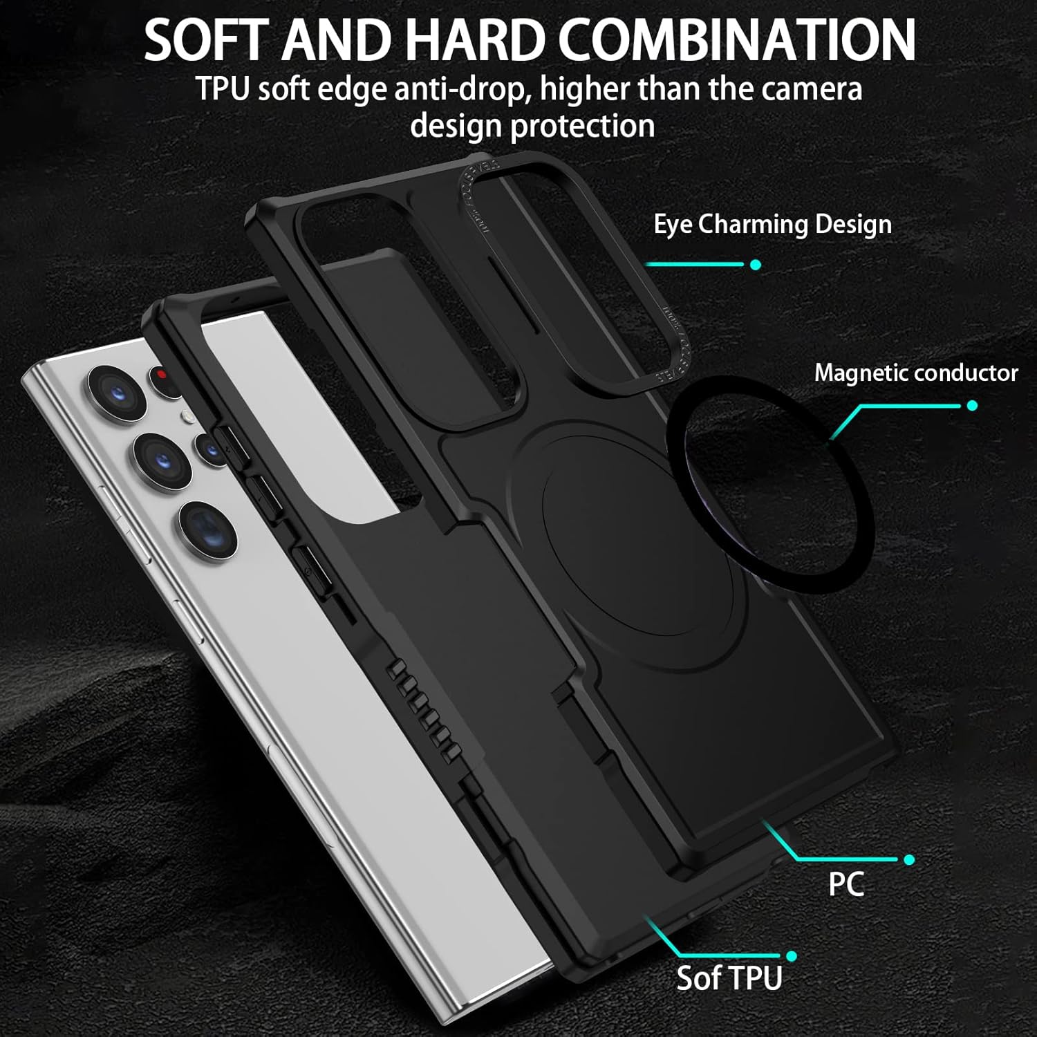 Funda magnética para Galaxy Note 20 Ultra compatible con Magsafe Funda híbrida resistente resistente de alto impacto a prueba de golpes, funda