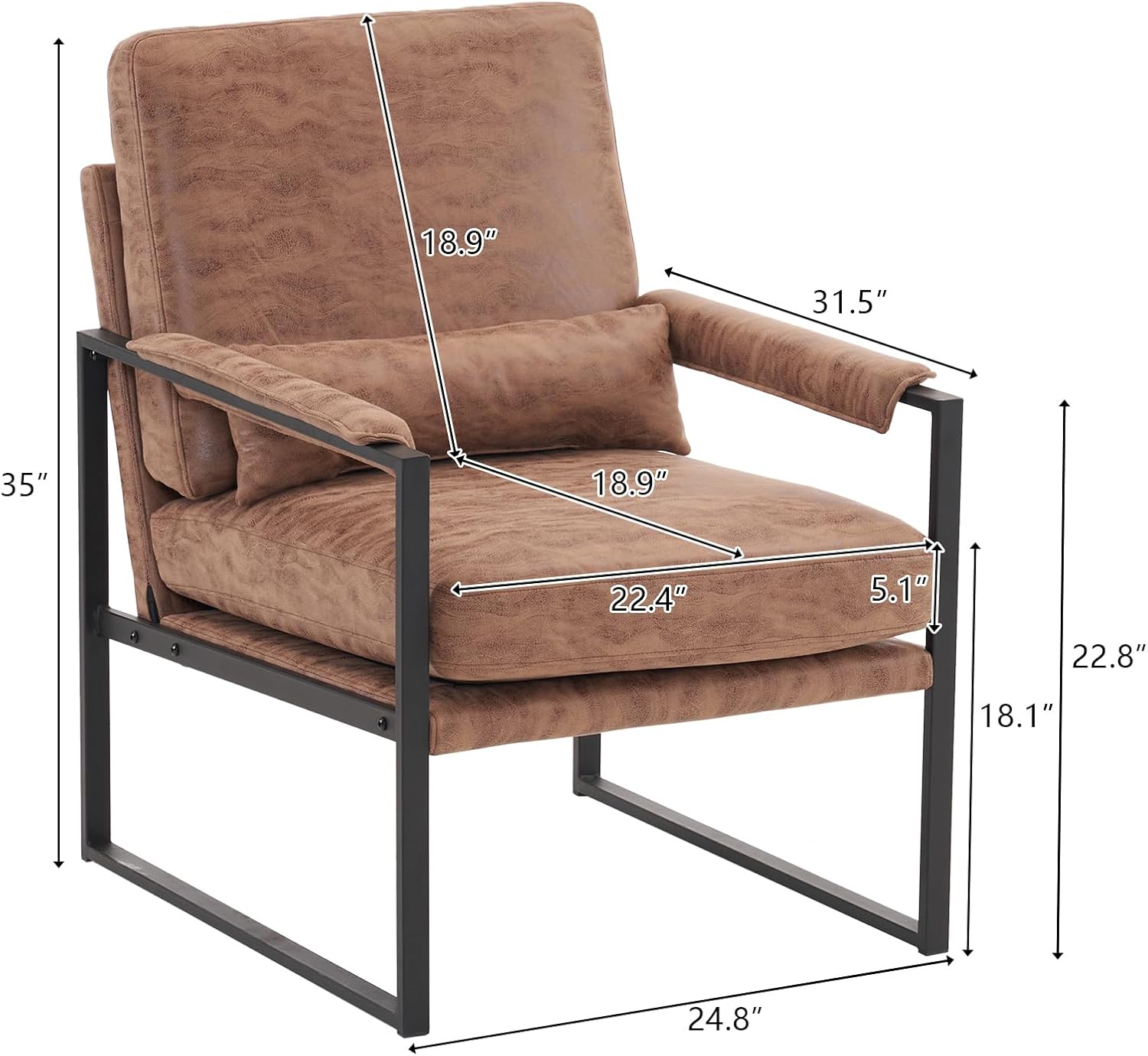 Accent Chairs for Living Room Modern Lounge Chair Single Iron Frame Chair Technology Fabric Indoor Leisure Chair Arm Chair Reading Chair for Bedroom